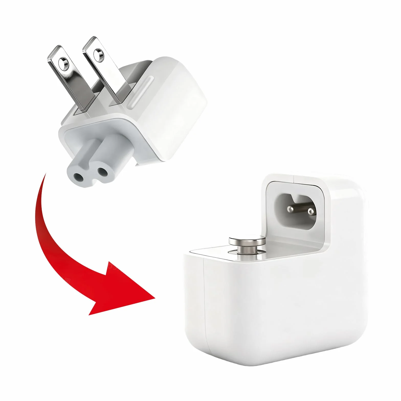 Powice Adapter podróżny z Europą na USA do Apple Power Adapter, adapter AC odpowiedni jako zamiennik do zasilacza sieciowego Apple, wtyczka ładowania do wtyczki sieciowej, adapter do podróży do USA