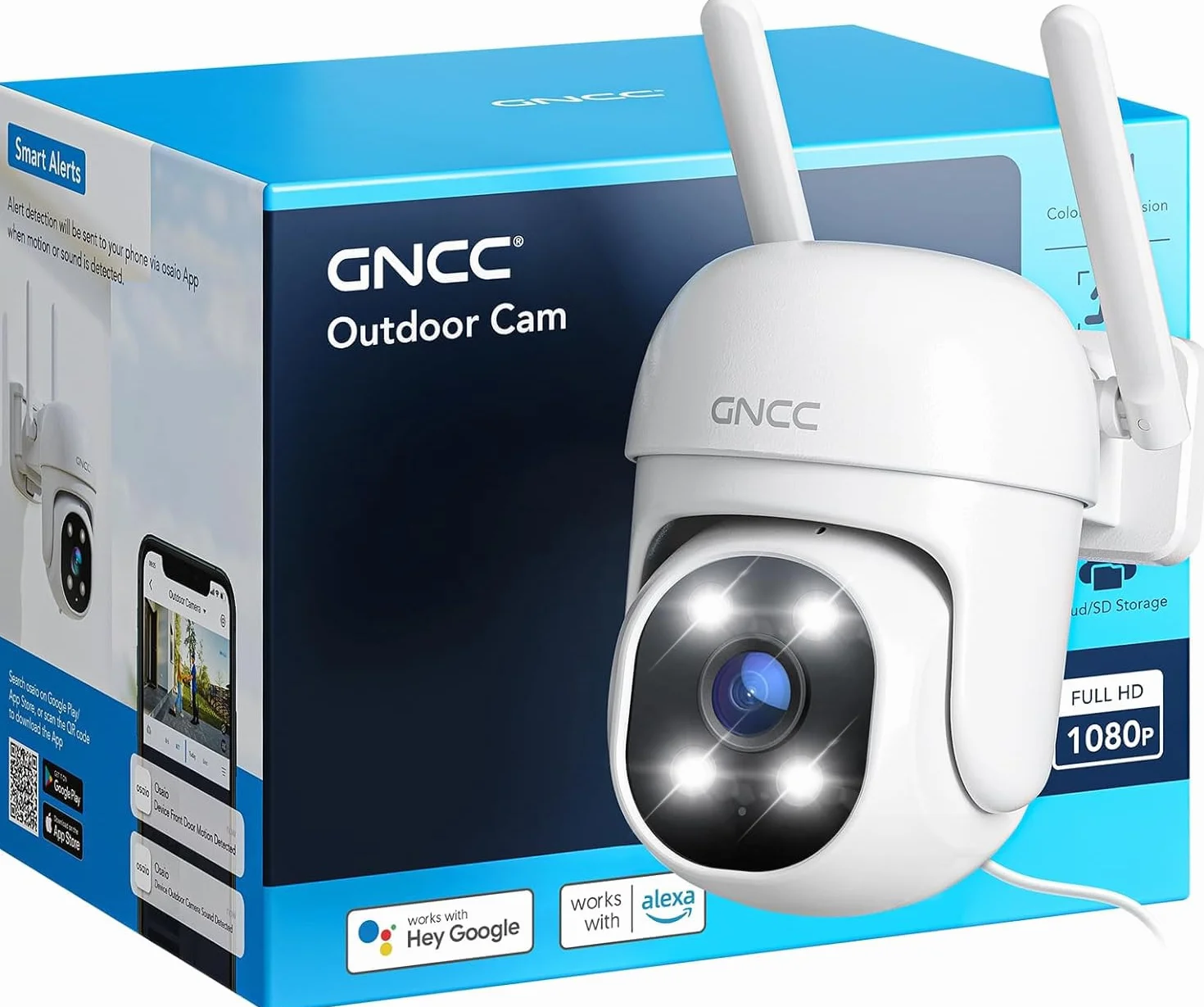 GNCC GK2 Kamera Zewnętrzna PTZ WiFi 1080P Noktowizor Kolor IP65 2,4GHz