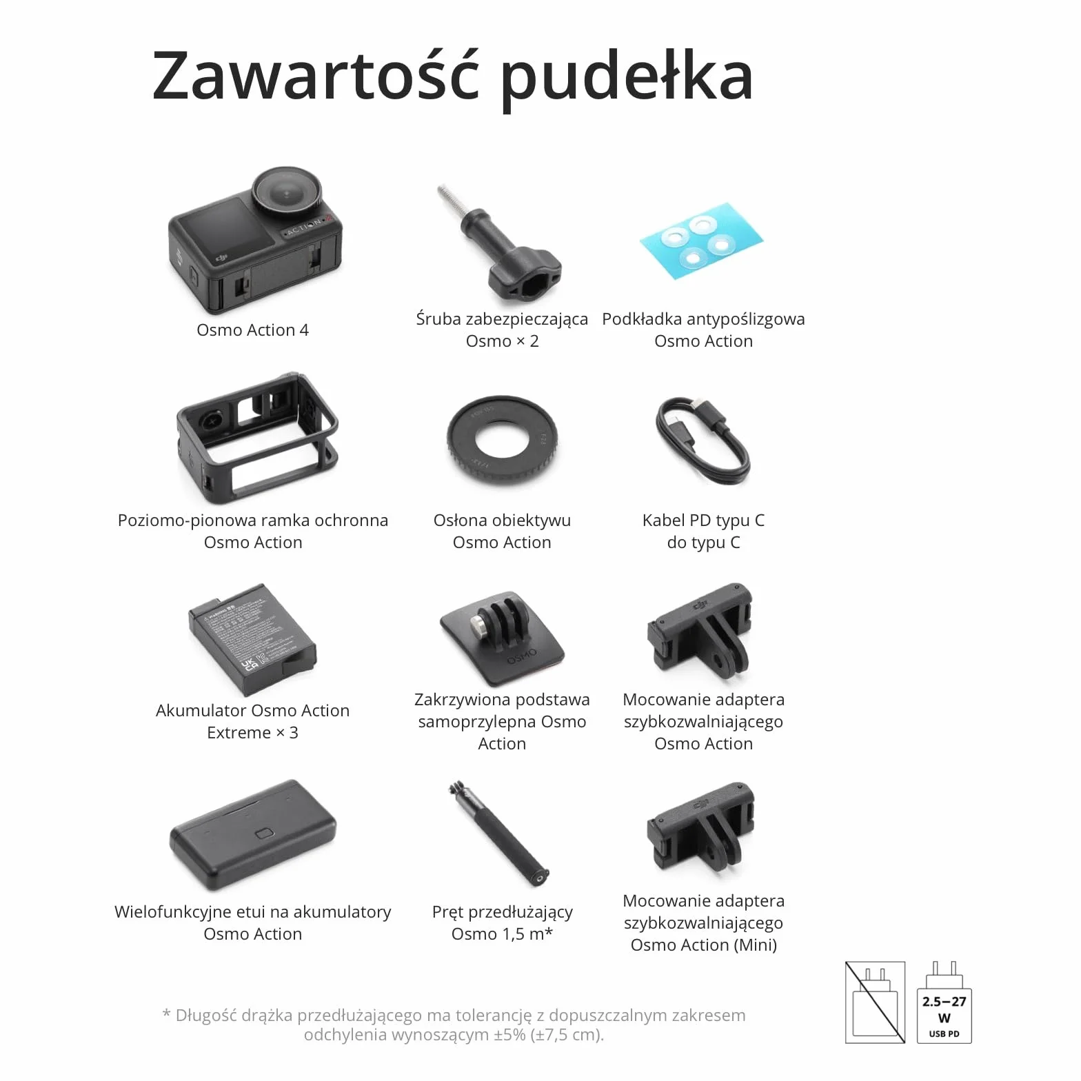 DJI Osmo Action 4 Adventure Combo - wodoodporna kamera 4K/120 fps z czujnikiem 1/1,3 cala, ultraszerokim, 155º FOV, do 7,5 godz. z 3 dodatkowymi akumulatorami do vlogowania