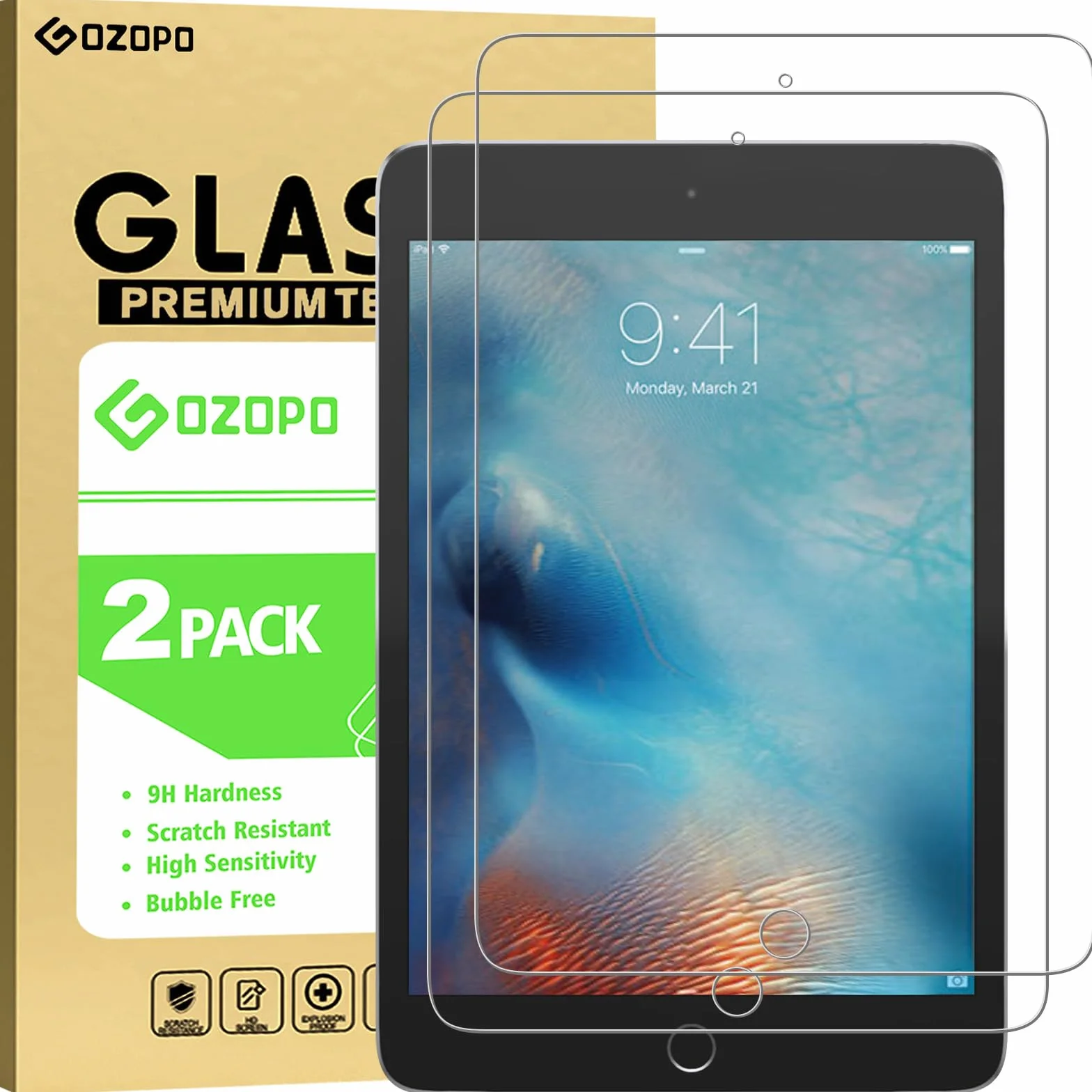 [2 sztuki] Folia ochronna do iPad mini 5. /4. generacji (iPad mini 5/4 7,9 cala, 2019/2015), pancerna ochrona szklana folia ochronna na wyświetlacz