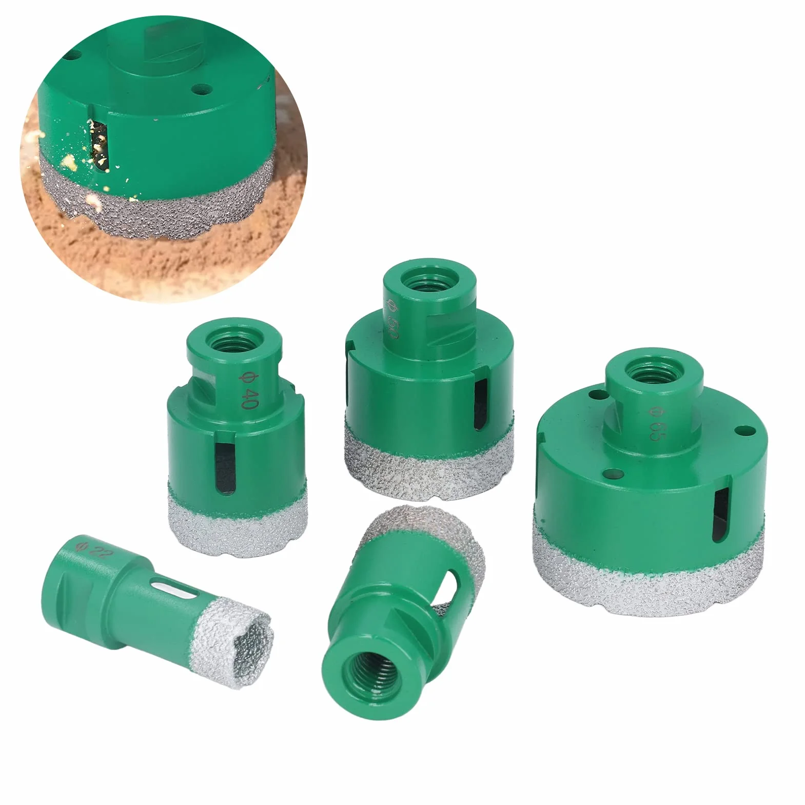 Otwornica diamentowa zestaw wierteł Premium trwała konstrukcja gwintu M14 do płytek szklanych marmurowy granit ceramiczny 5 sztuk 22mm 35mm 40mm 50mm 65mm
