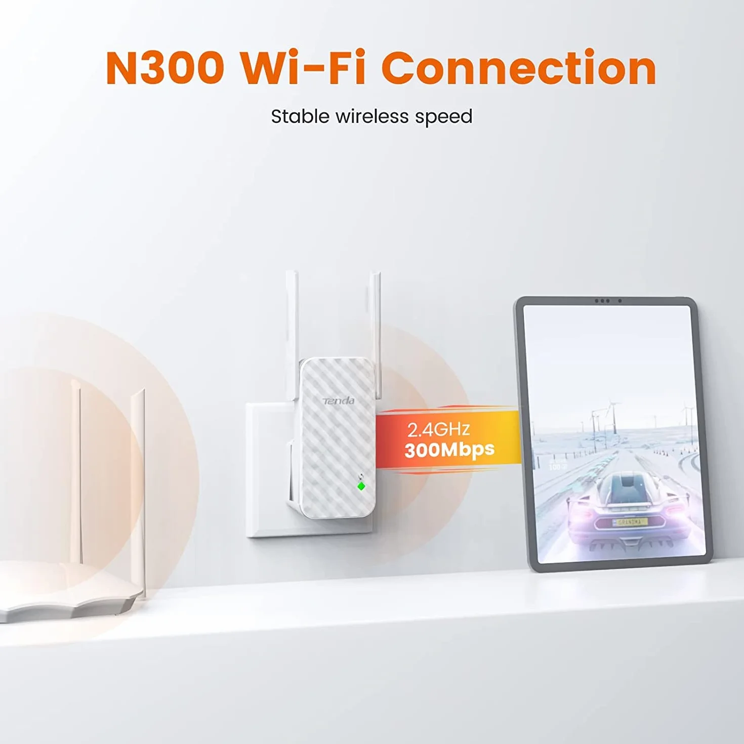 Tenda A9 N300 Wzmacniacz WLAN 300 Mbit/s Dwie Anteny Biały