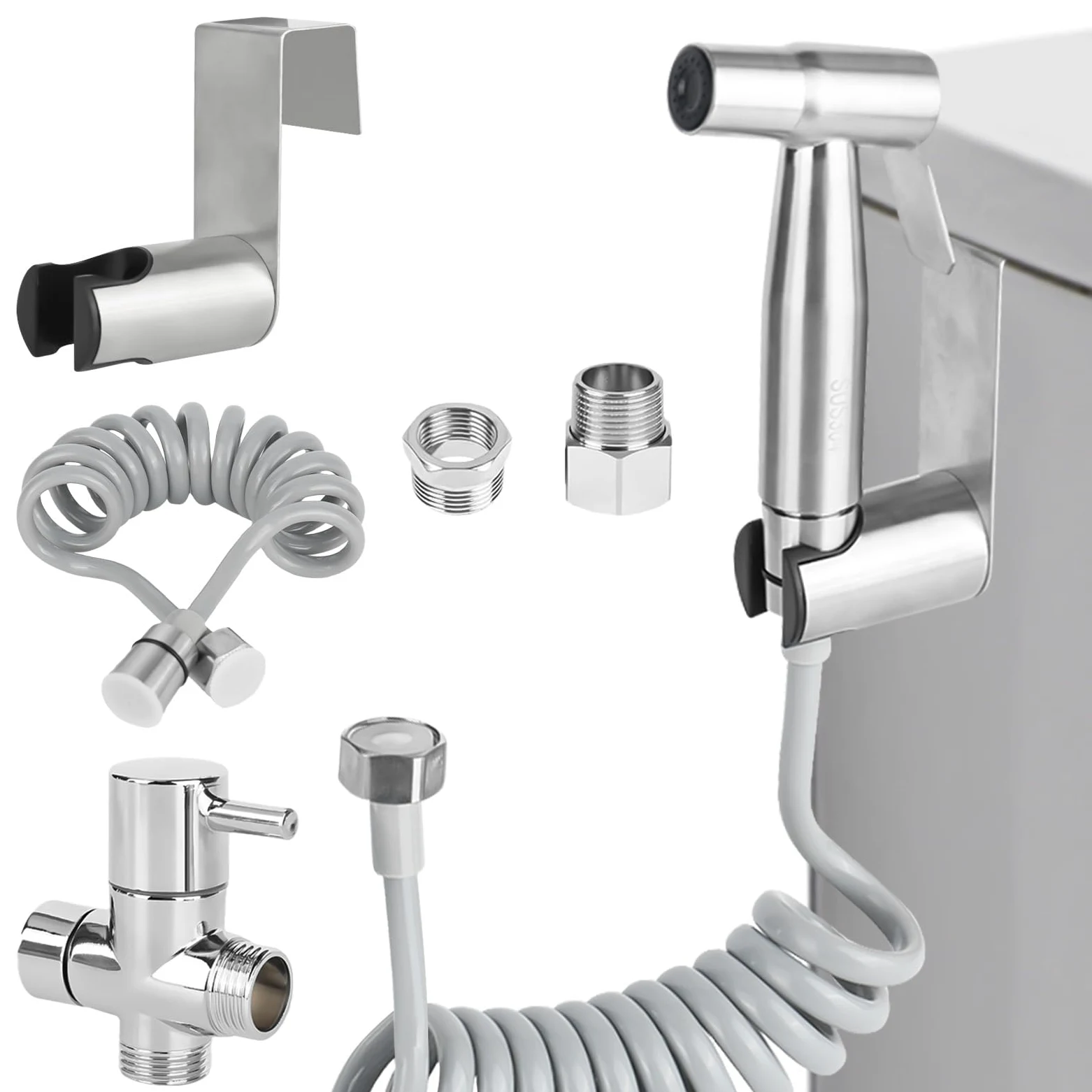 Douchette zestaw WC inless stalowy spray toaletowy, higiena osobista, bidet do toalety (G30 cm, 38 cm), łatwe wkładanie i czyszczenie