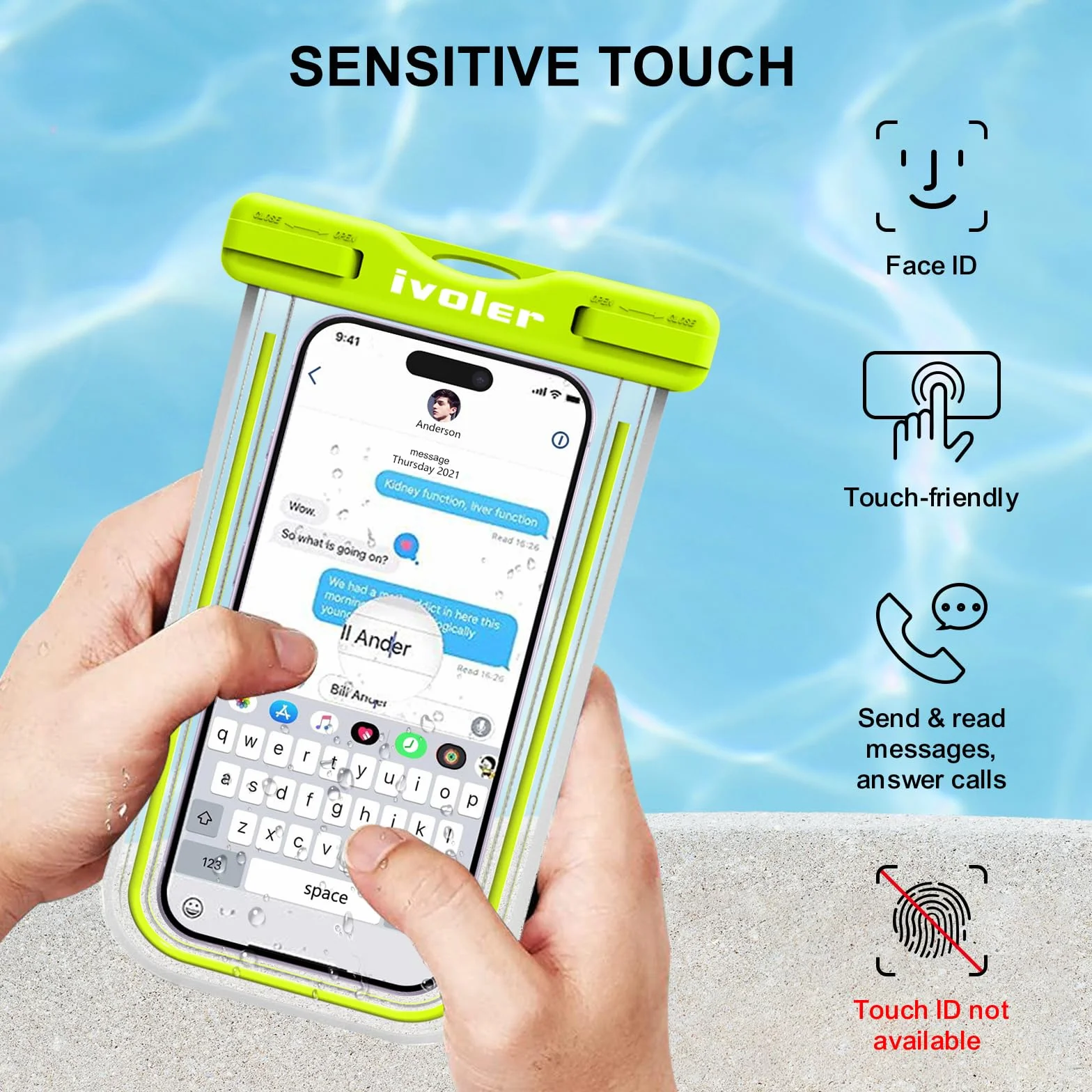ivoler Wodoodporne etui na telefon IPX8 uniwersalna torba ochronna do iPhone Samsung Huawei 6,7 cala (zielone+różowy)
