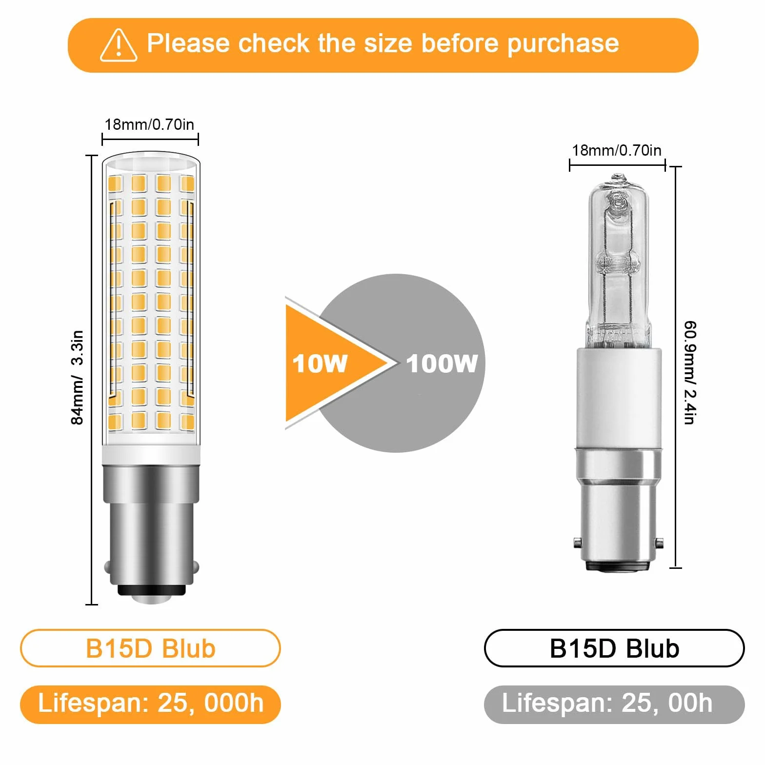 B15D żarówka LED z możliwością ściemniania, 230 V, 10 W, zastępuje żarówkę 70 W-100 W, ciepła biel, 3000 K, 950 lm, podwójny styk, bagnet, super jasne żarówki, 2 sztuki