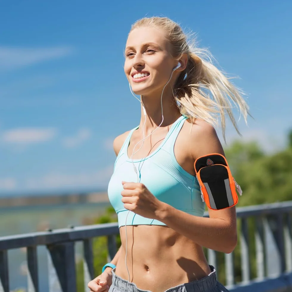 Torba na ramię sportowa wodoodporna 5,1-6 cali uniwersalna smartfon pomarańczowa (black)