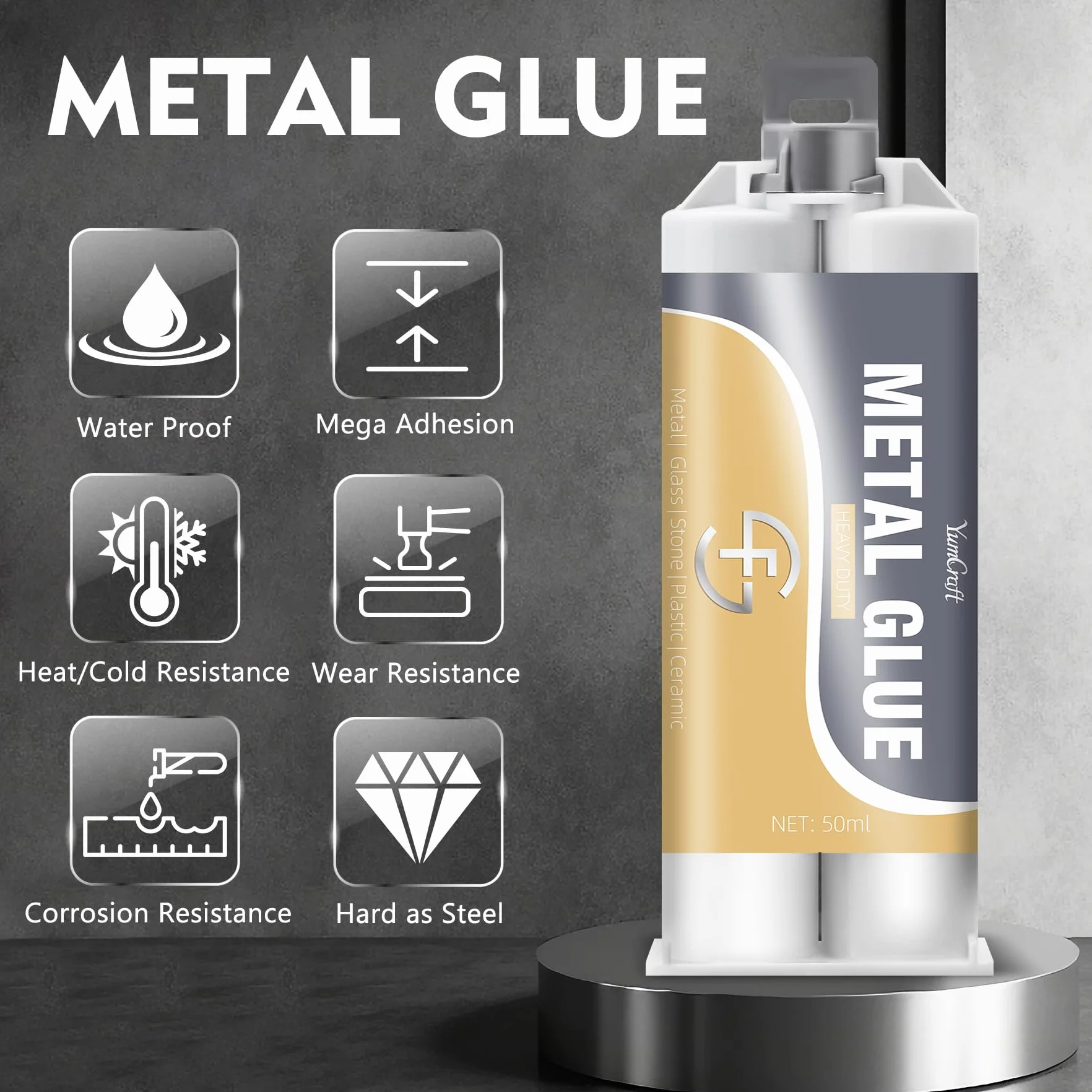 Klej do metalu 100 ml, klej do metalu, bardzo mocny – 2 K płynnego metalu, odporny na wysokie temperatury, nadaje się do naprawy pęknięć powierzchni, metalu, stali nierdzewnej, tworzywa sztucznego
