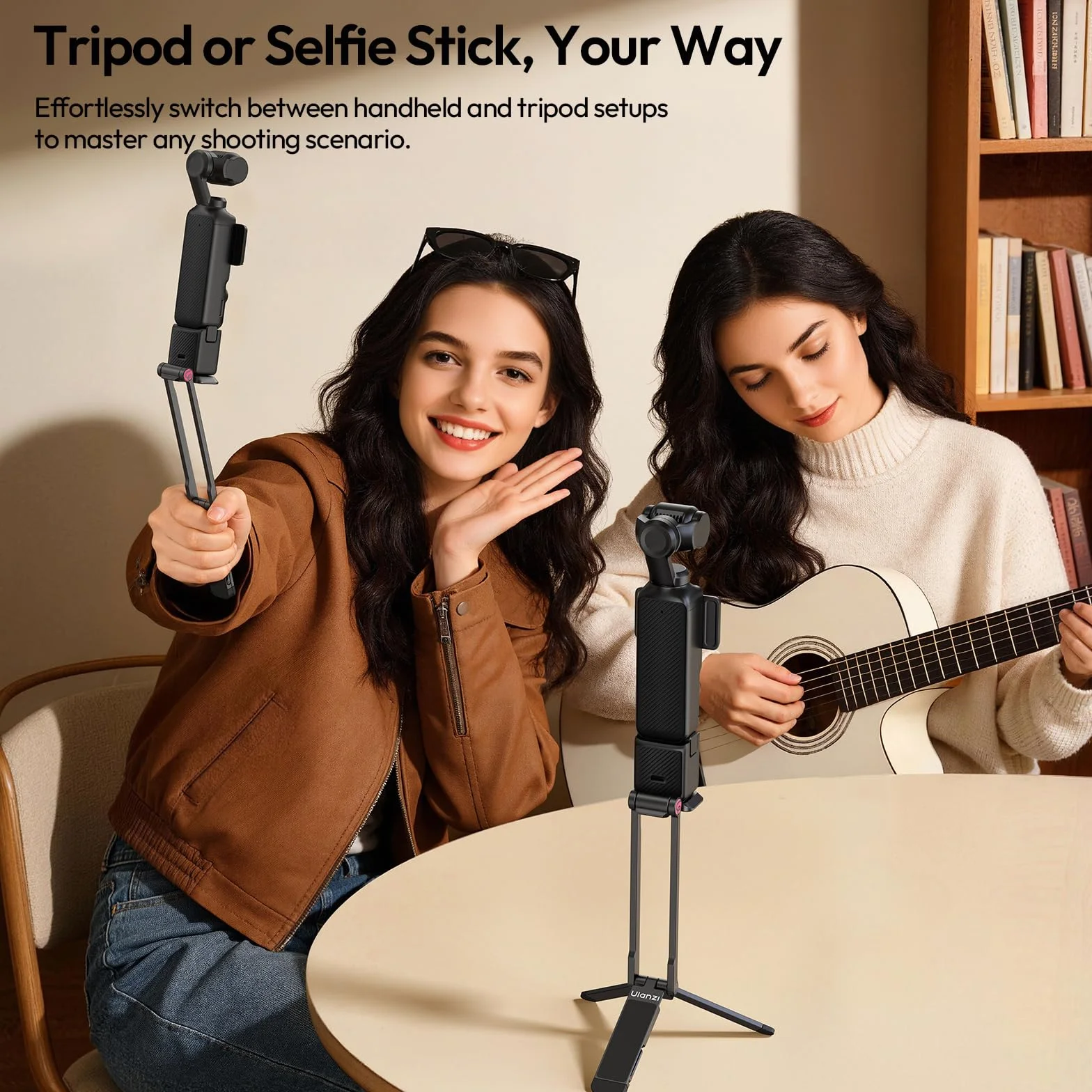ULANZI MA66 Statyw fotograficzny kompatybilny z DJI OSMO Pocket 3, szybkozłączka 1/4 cala, składany magnetyczny kij do selfie
