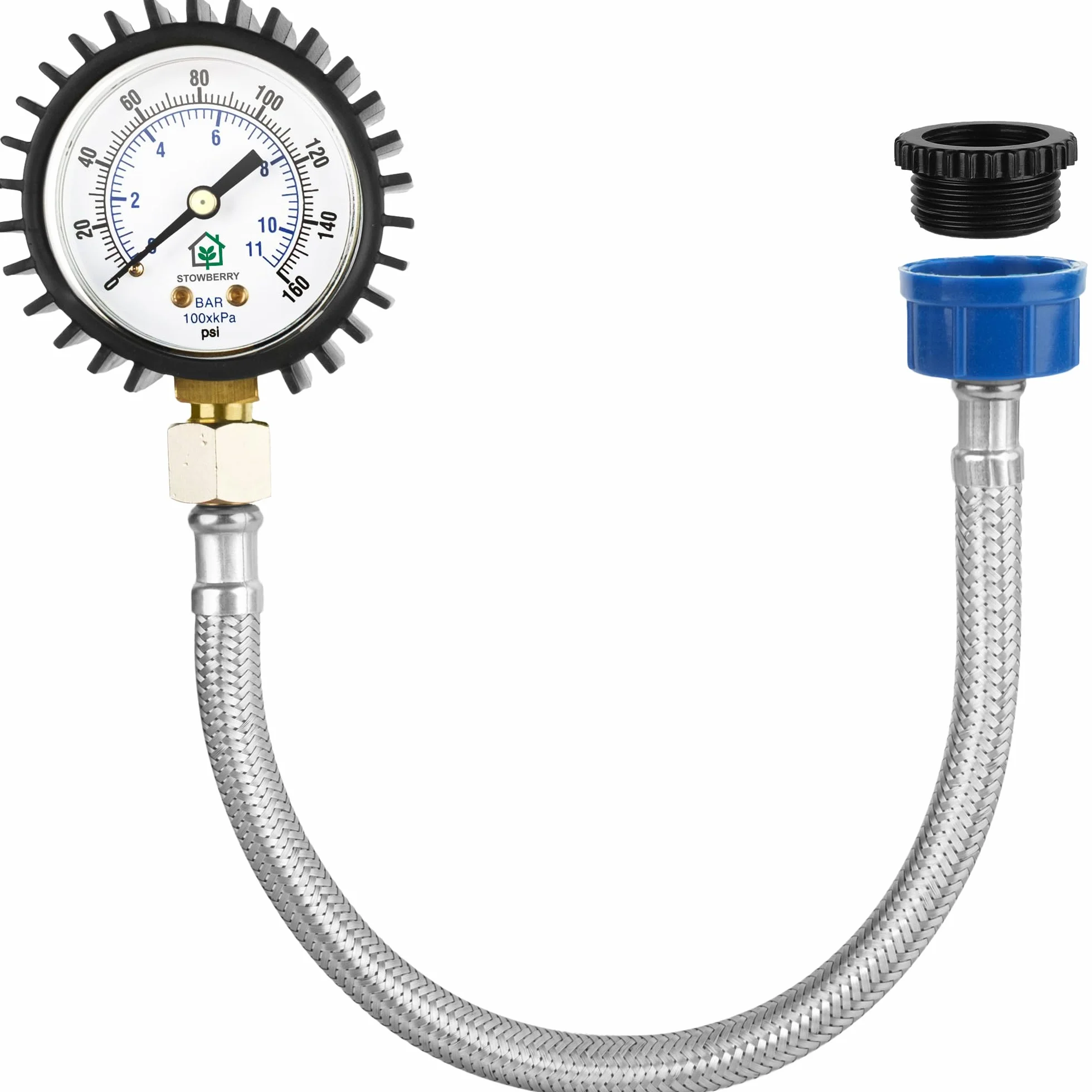 Manometr ciśnienia wody sieciowej, 0-11 barów/0-160 PSI, manometr do pomiaru z przyłączem do węża, narzędzie hydrauliczne domu, ogrodu i ogrodu