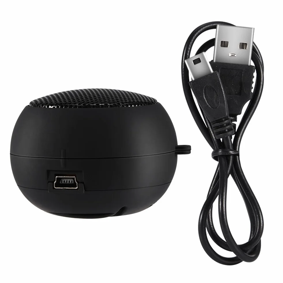 VBESTLIFE Mini głośnik przenośny hamburger akumulator uniwersalny przewodowy USB czarny