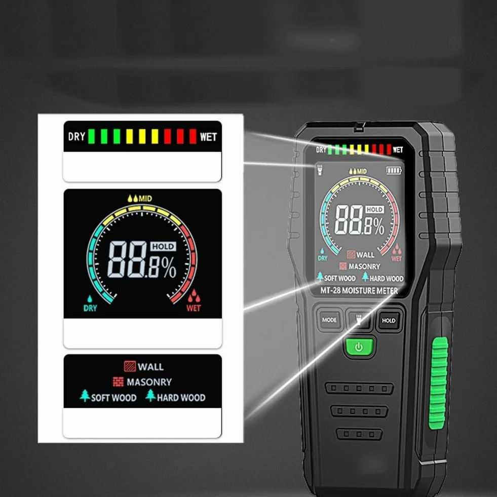 Wilgotnościomierz LCD do szybkiego wykrywania wycieków w ścianach i drewnie