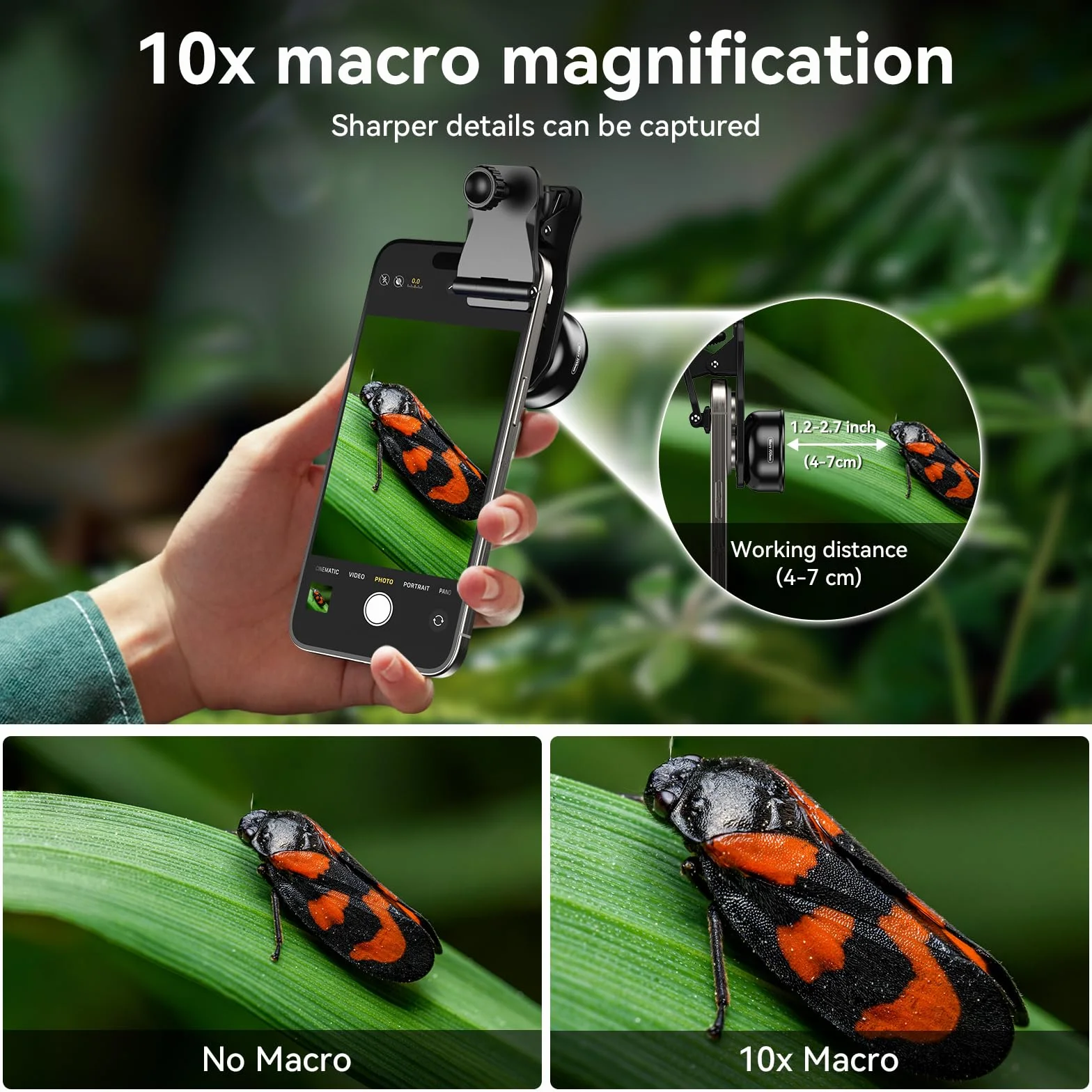APEXEL Profesjonalny obiektyw makro do smartfona HD makro obiektyw smartfon Kompatybilny z iPhone, Pixels, Samsung Galaxy, Huawei, Xiaomi i większością telefonów komórkowych