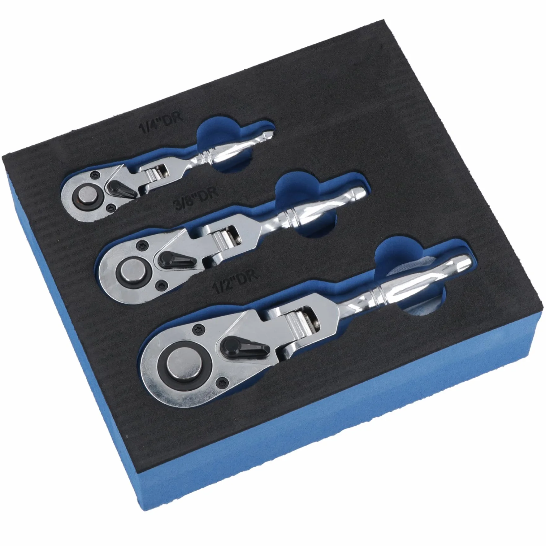 AB Tools Stubby Flexi Headed grzechotka zestaw wkrętaków nasadowych odwracalne 1/10.2 cm 3/20.3 cm 1/5.1 cm 3 szt