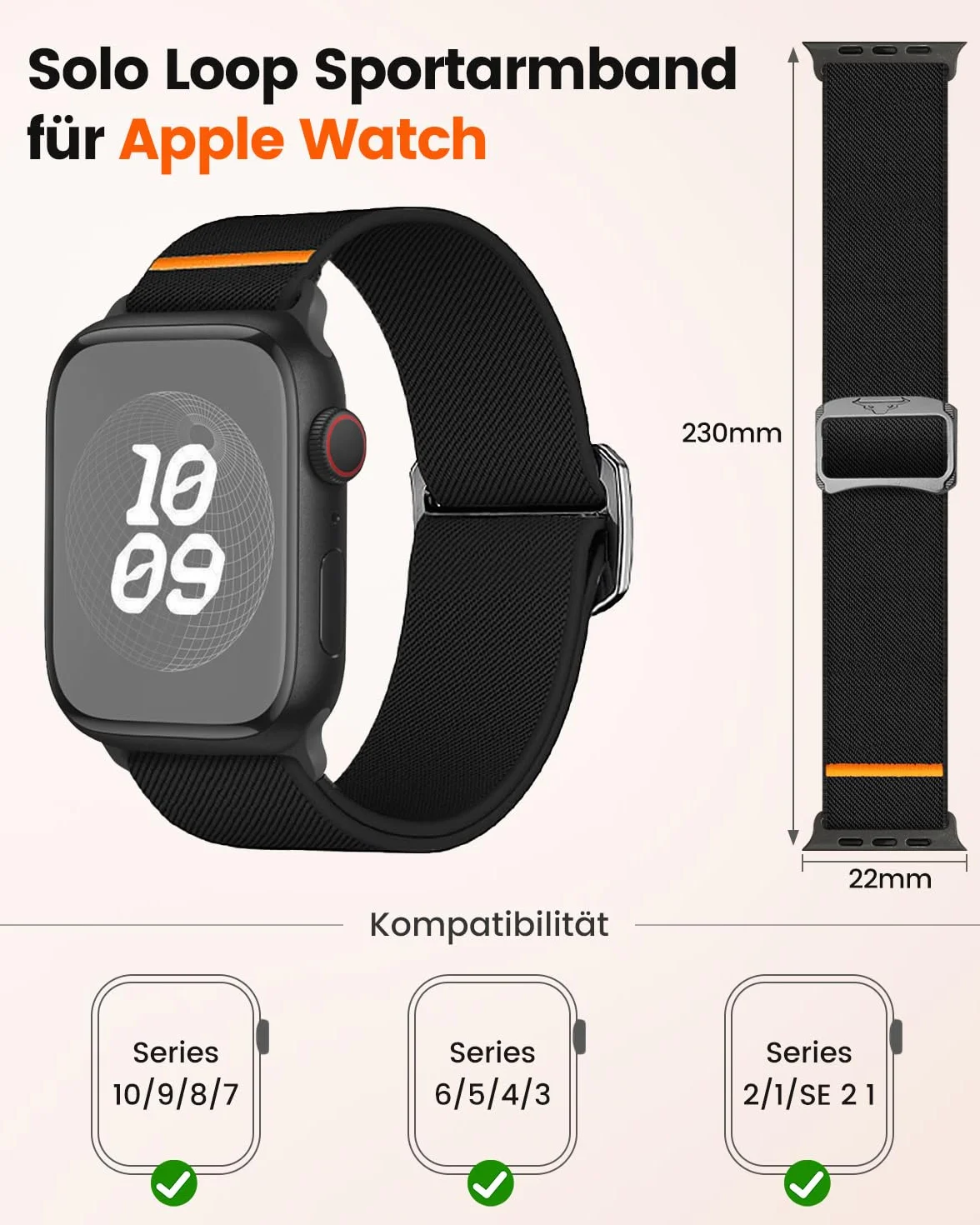 SimpleThings Elastyczny nylonowy pasek sportowy do Apple Watch 38-46 mm kompatybilny z iWatch SE 1-10