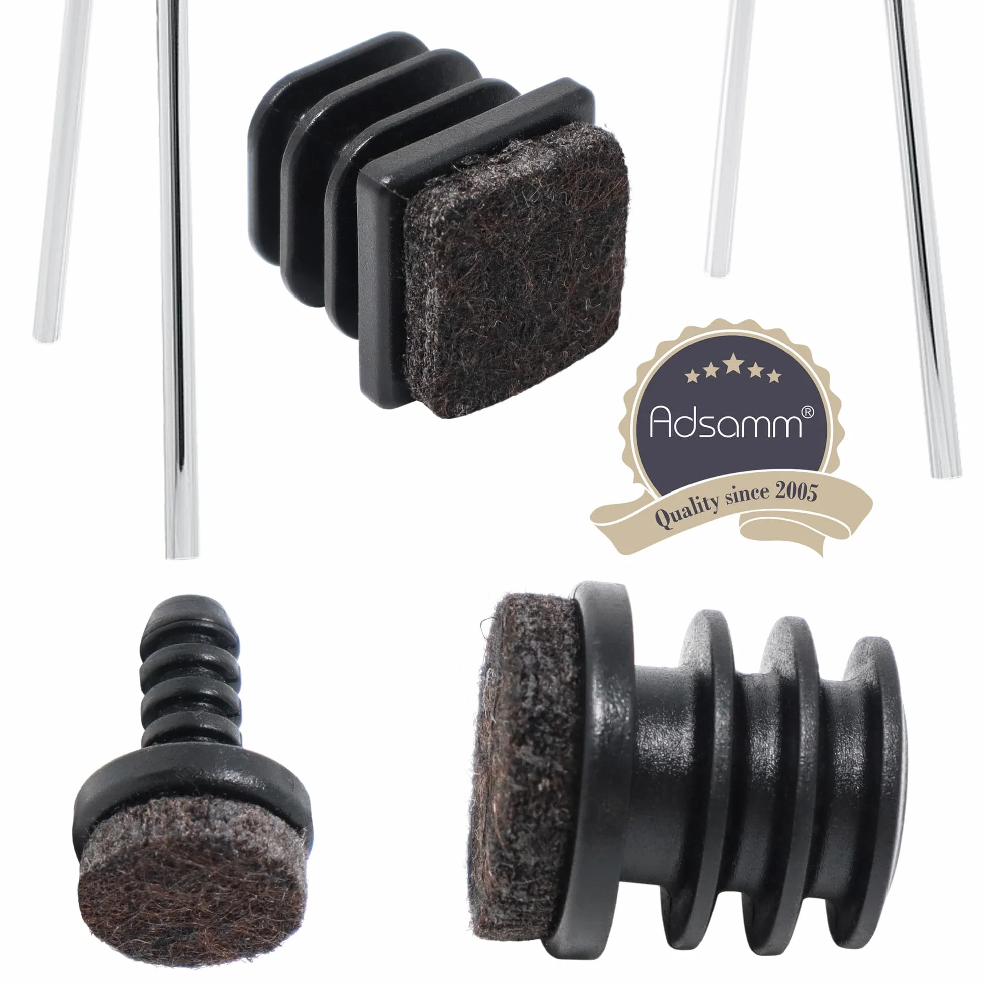 Adsamm INS-R-F-BL-16-16 INS-R-F-BL-16 16 x zaślepki lamelowe z filcu, czarne, Ø 16 mm