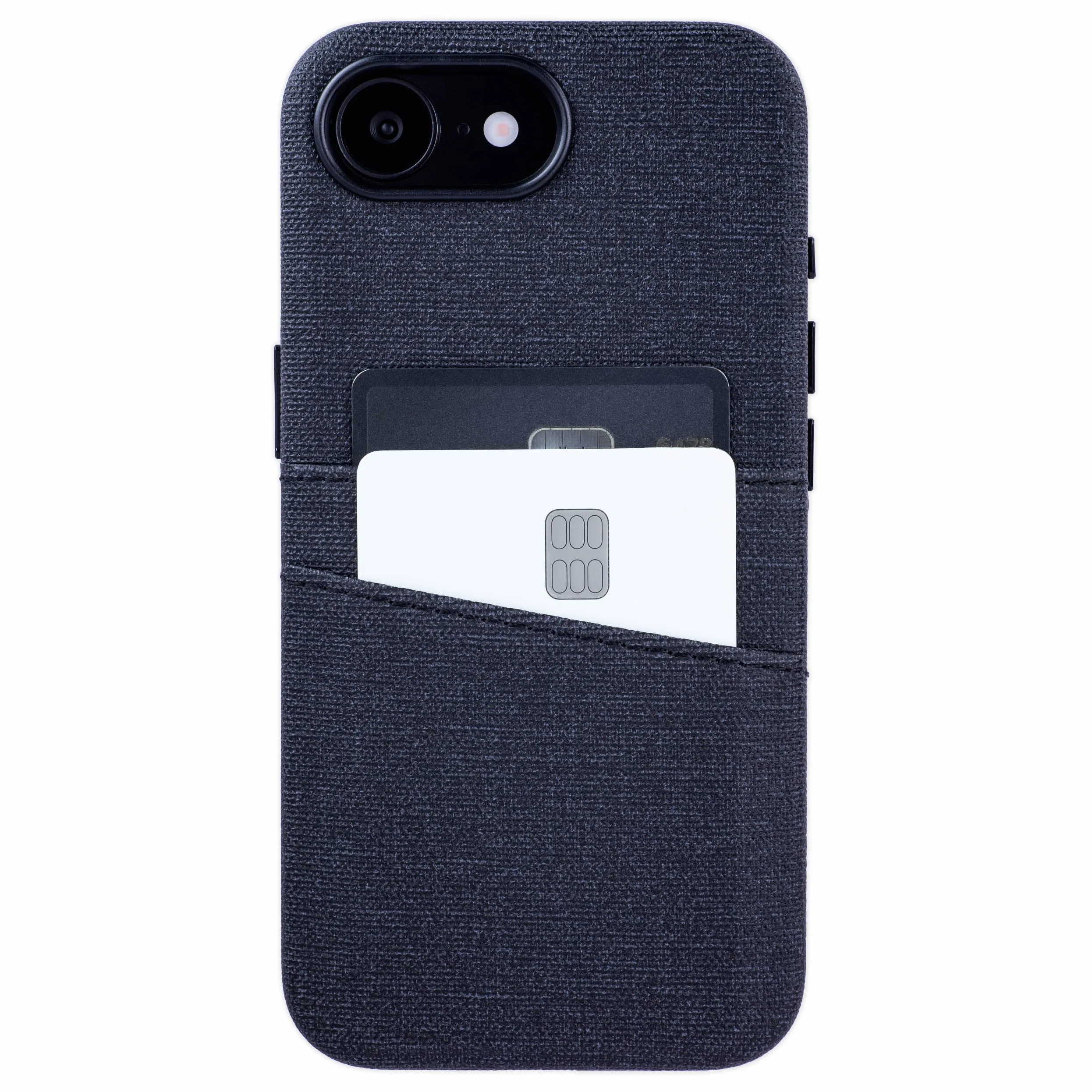Dockem Etui na iPhone 17e iPhone 16e z Wbudowaną Metalową Płytką Mocowania Magnetycznego 2 Kieszenie M2 Luxe Etui Portfel Skóra Syntetyczna Płótno Węglowa Czerń