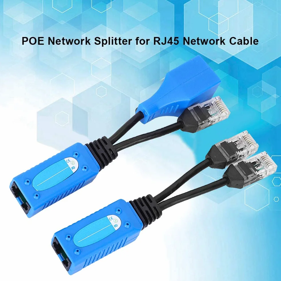Rozdzielacz Zasilania Poe Rozdzielacz Ethernet 17 × 9 × 3 2 szt. Rozdzielacz Rj45 Łącznik Poe Adapter Złącza Zestaw Kabli Zasilających