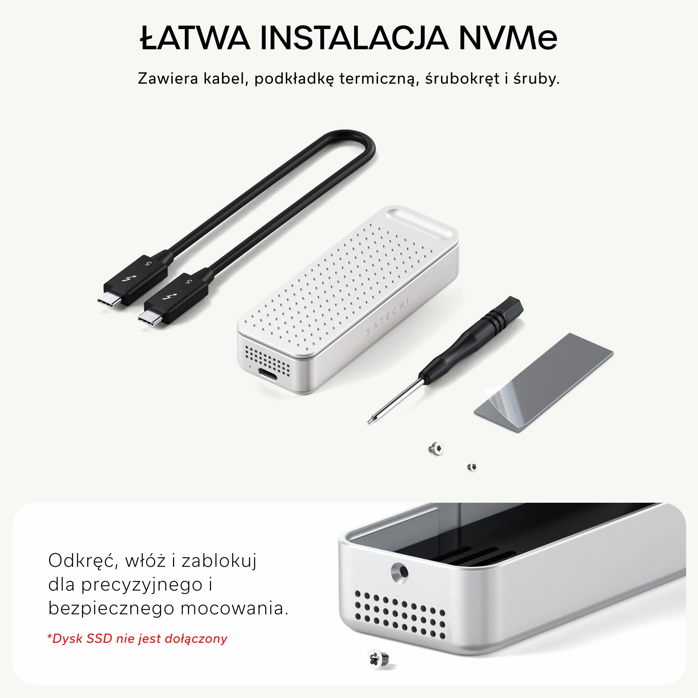 SATECHI DotDisk 80Gbps M.2 NVMe Obudowa SSD aluminiowa srebrna