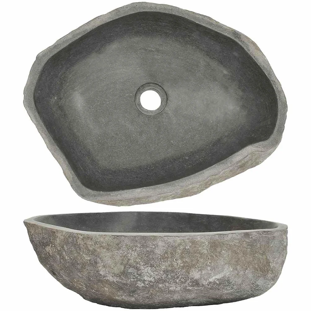 vidaXL Umywalka z kamienia rzecznego owalna 45-53 x 34-41 cm