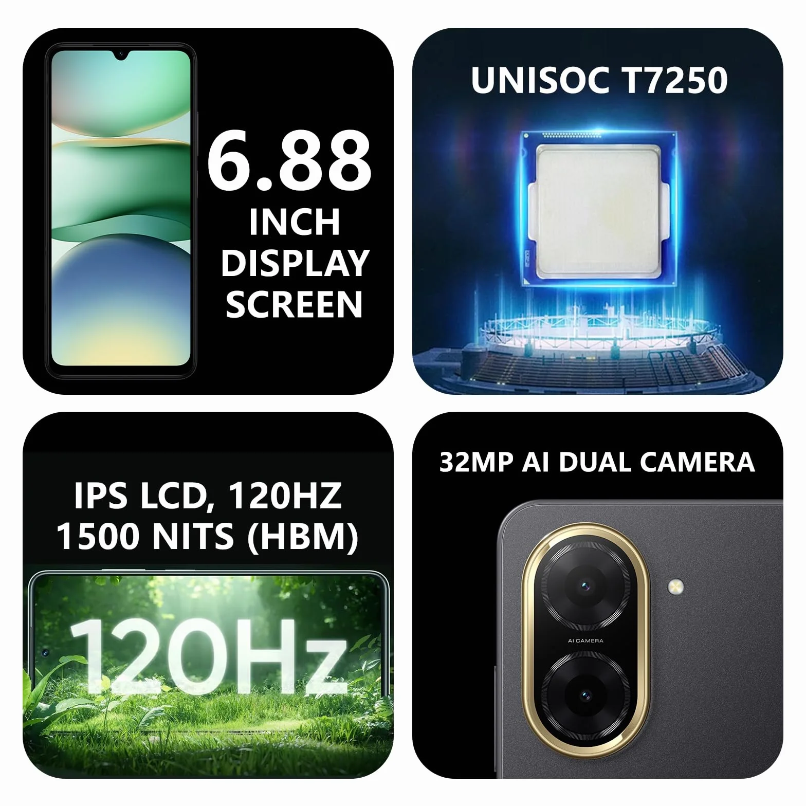 XIAOMI Redmi A5 Smartphone 4+128 GB zielony aparat AI 32MP akumulator 5200 mAh procesor Octa-Core wyświetlacz 6,88" 120 Hz
