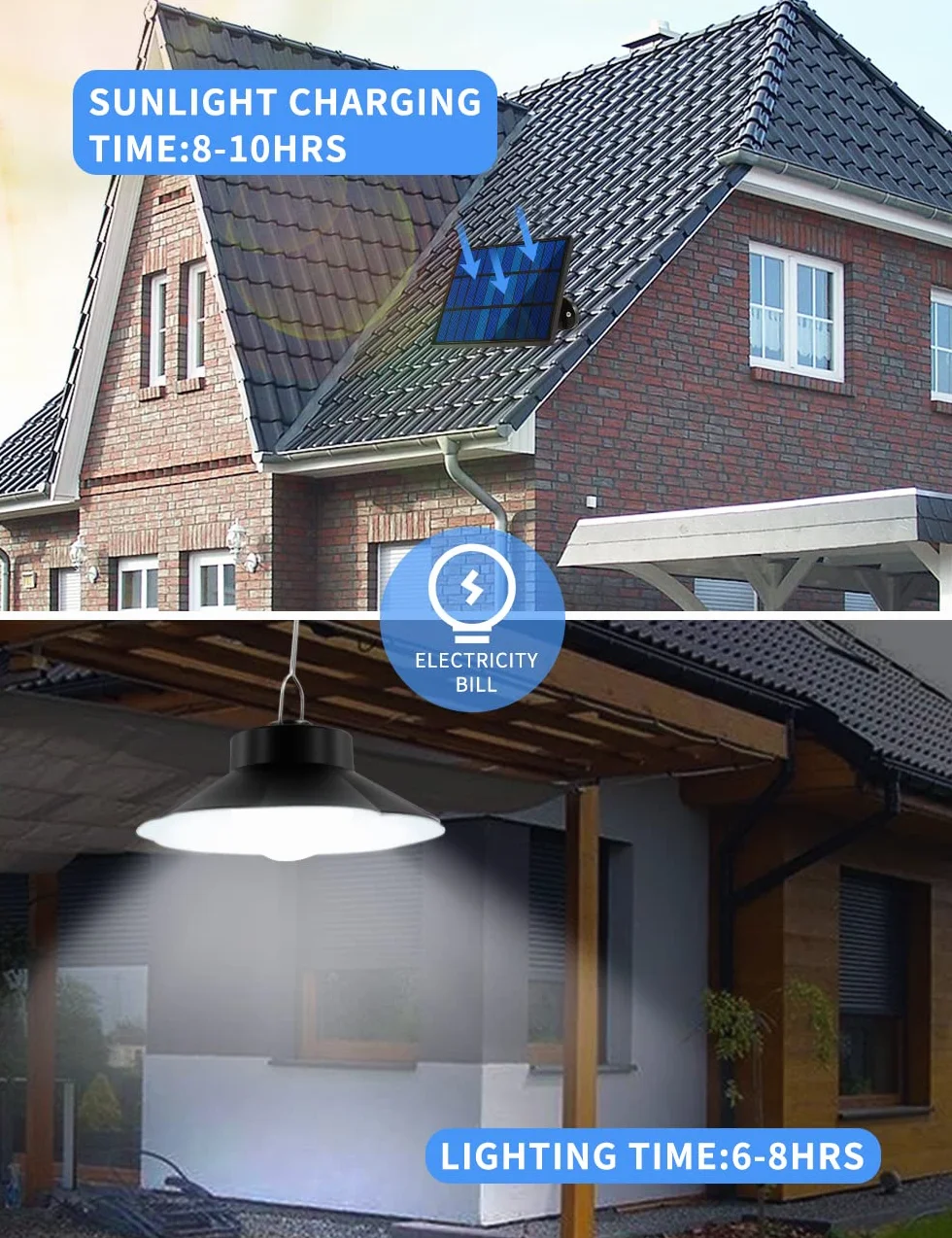 Sararoom lampy solarne do zawieszenia na zewnątrz, 3 kolory/4 tryby lampy wiszące solarne, wodoszczelność IP65, lampa wisząca solarna z pilotem zdalnego sterowania, programowaniem, czujnikiem