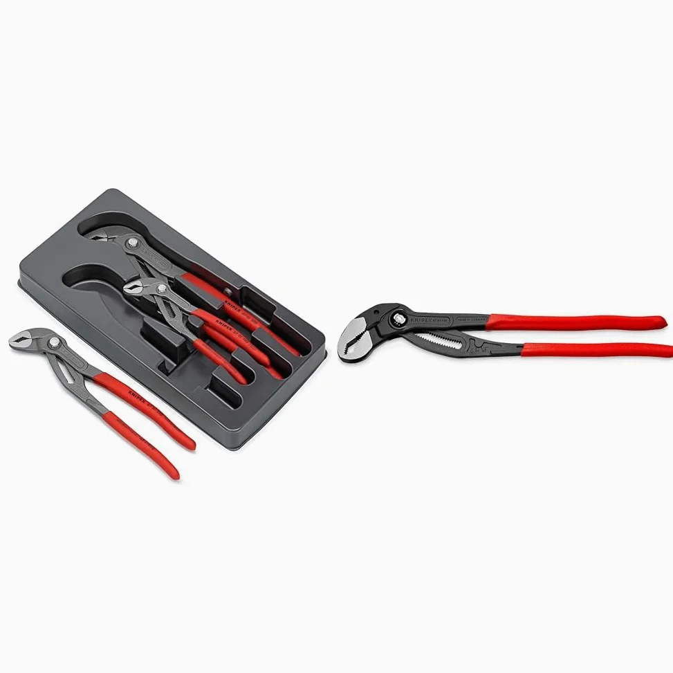 Knipex Cobra Szczypce Nastawne, Czarny/Czerwony, 36.5 x 16.99 x 3.51 cm & Knipex Cobra Xl Szczypce do Rur, Czarny/Czerwony, 400 mm