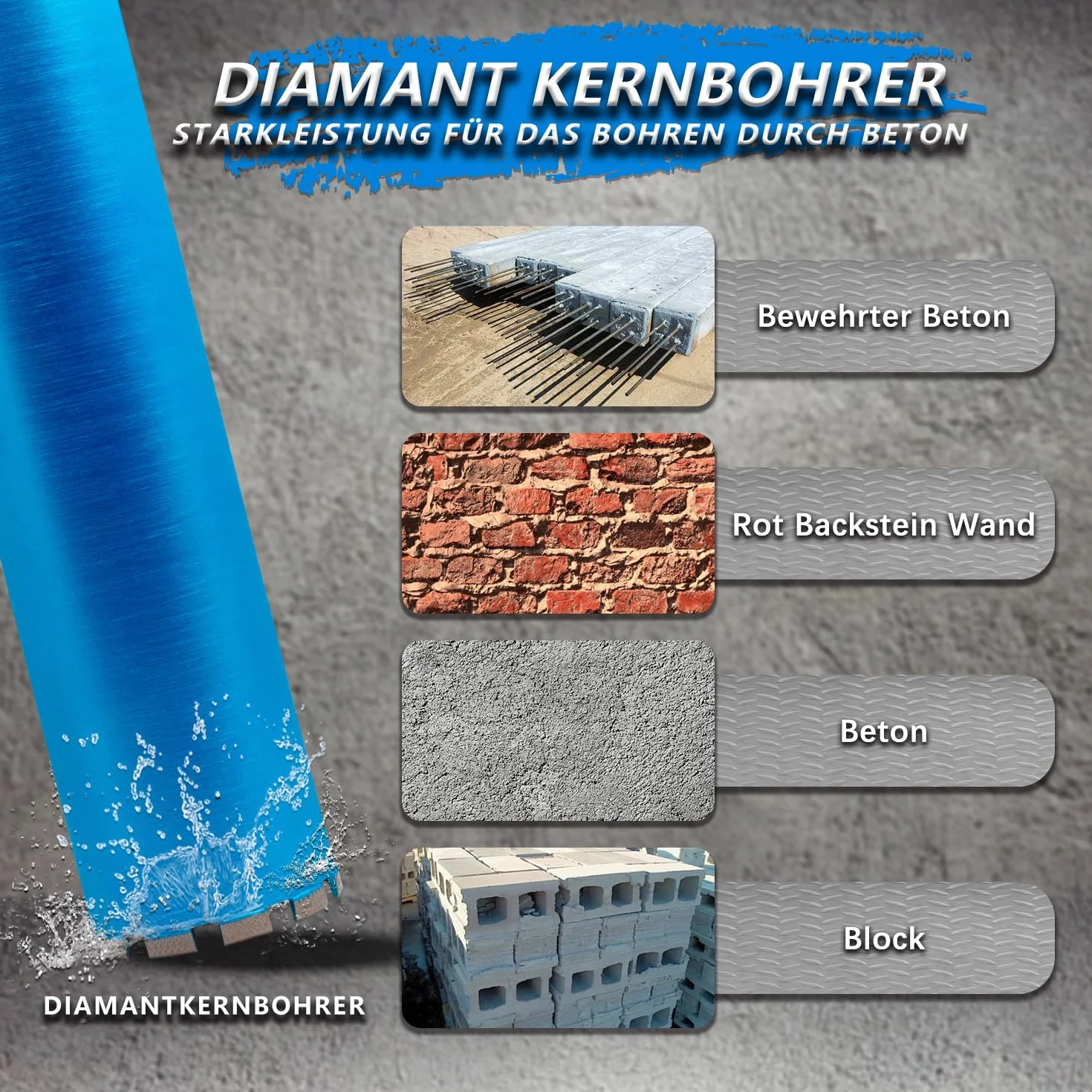 1¼" UNC do koronki rdzeniowej diamentowa koronka wiertnicza spawana laserowo DM 152 mm L 400 mm