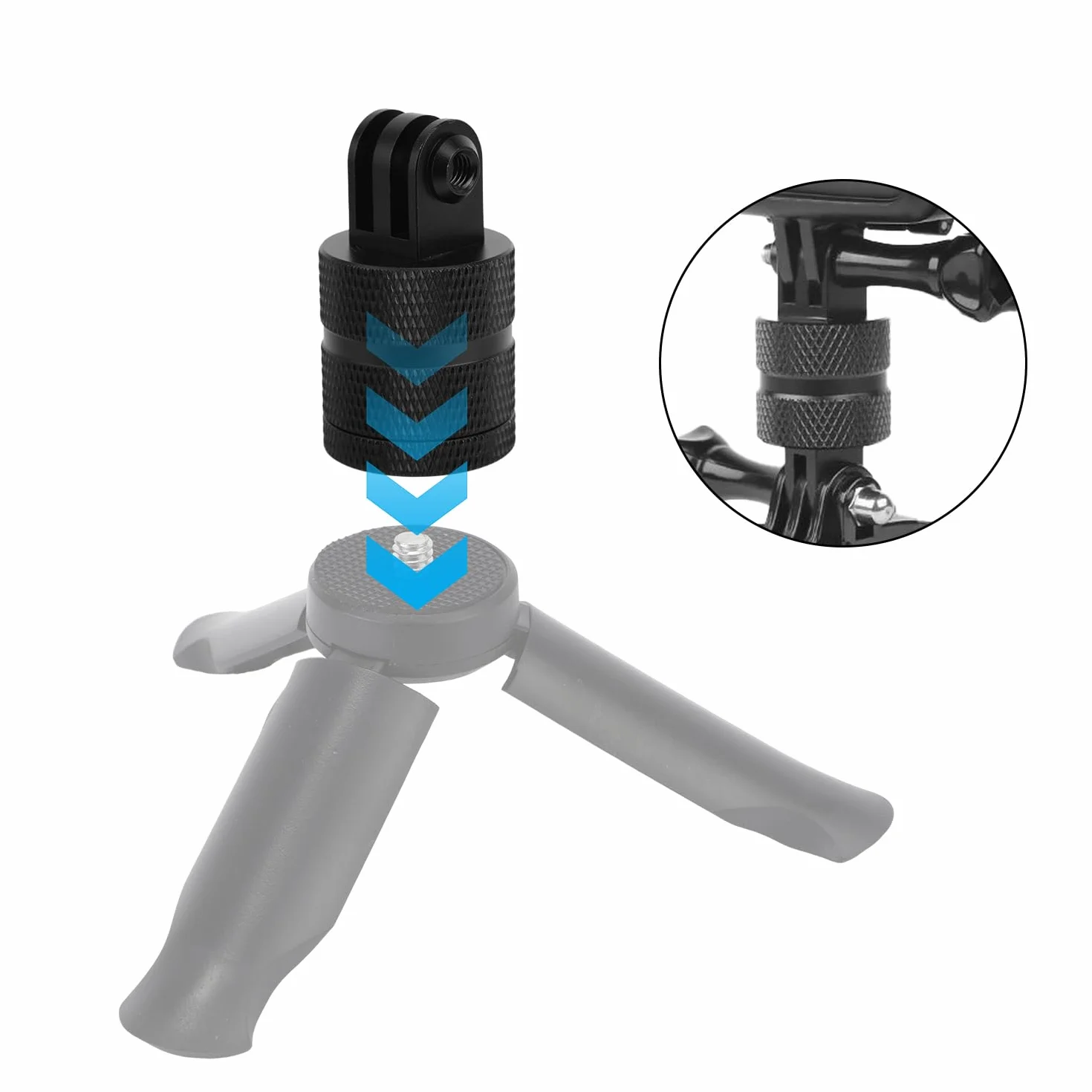 Adapter do Mocowania Statywu Kamery Sportowej, Aluminiowy Uchwyt Kamery 1/4 Cala 20 z Obrotem 360 Stopni Kompatybilny z Kamerami Hero 13/12/11/10/9/8/7 DJI Action 6/5 Pro/4/3