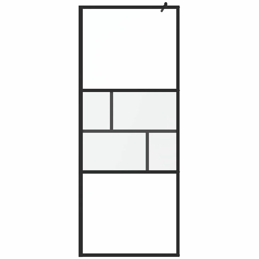 Ścianka prysznicowa Walk-in czarna ze szkła bezpiecznego ESG i aluminium, 80 x 195 x 0,5 cm, bez ramy, bez barier, zajmuje mało miejsca do łazienki z ochroną przed pryskaniem i nowoczesną