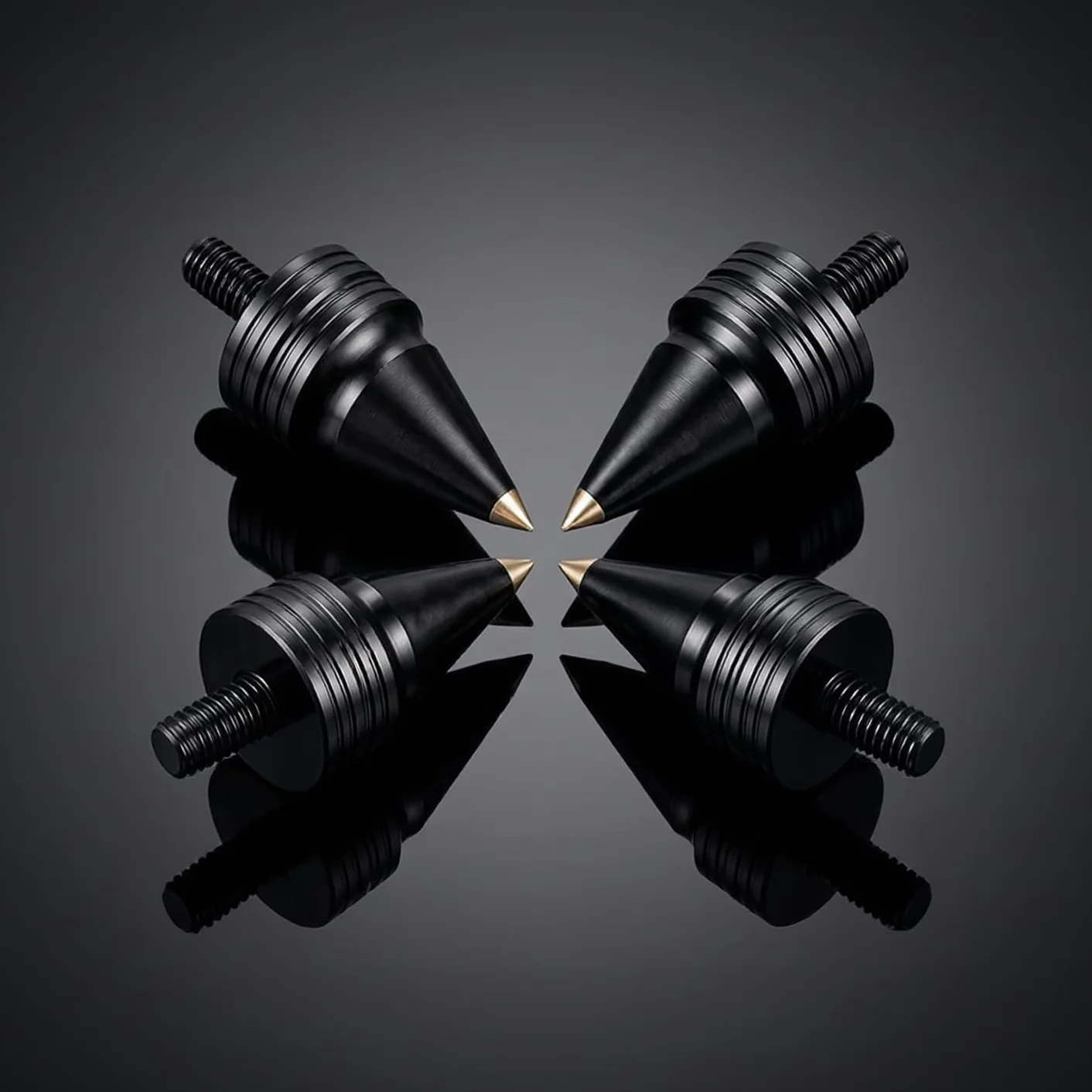 PrecisionGeek kolce głośnikowe M8 Ø20 mm 34 mm aluminium czarny mosiężną końcówką CNC HiFi