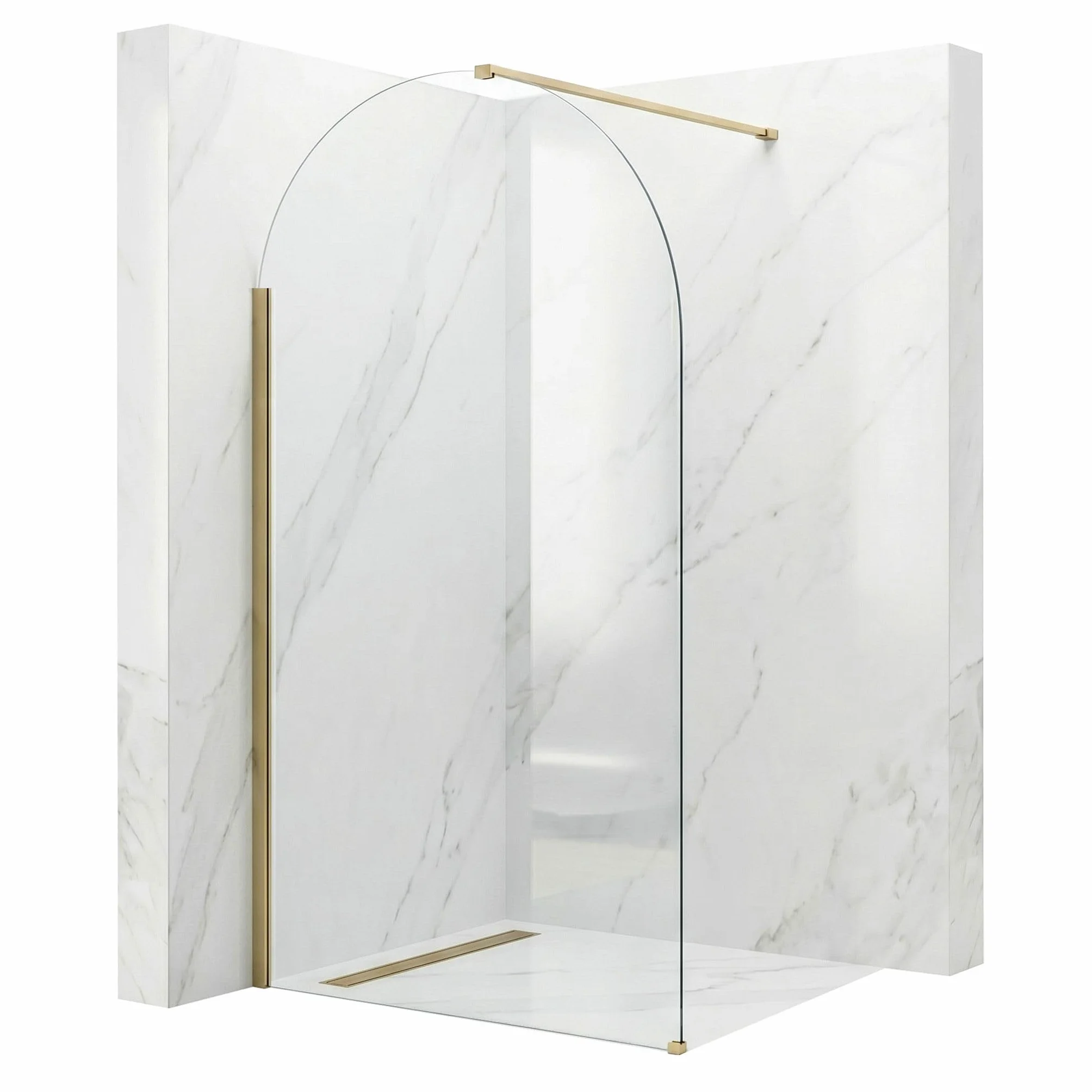 Rea - Ścianka prysznicowa Walk-In Heaven Brush Gold 120-0,8 x 120 x 200 cm