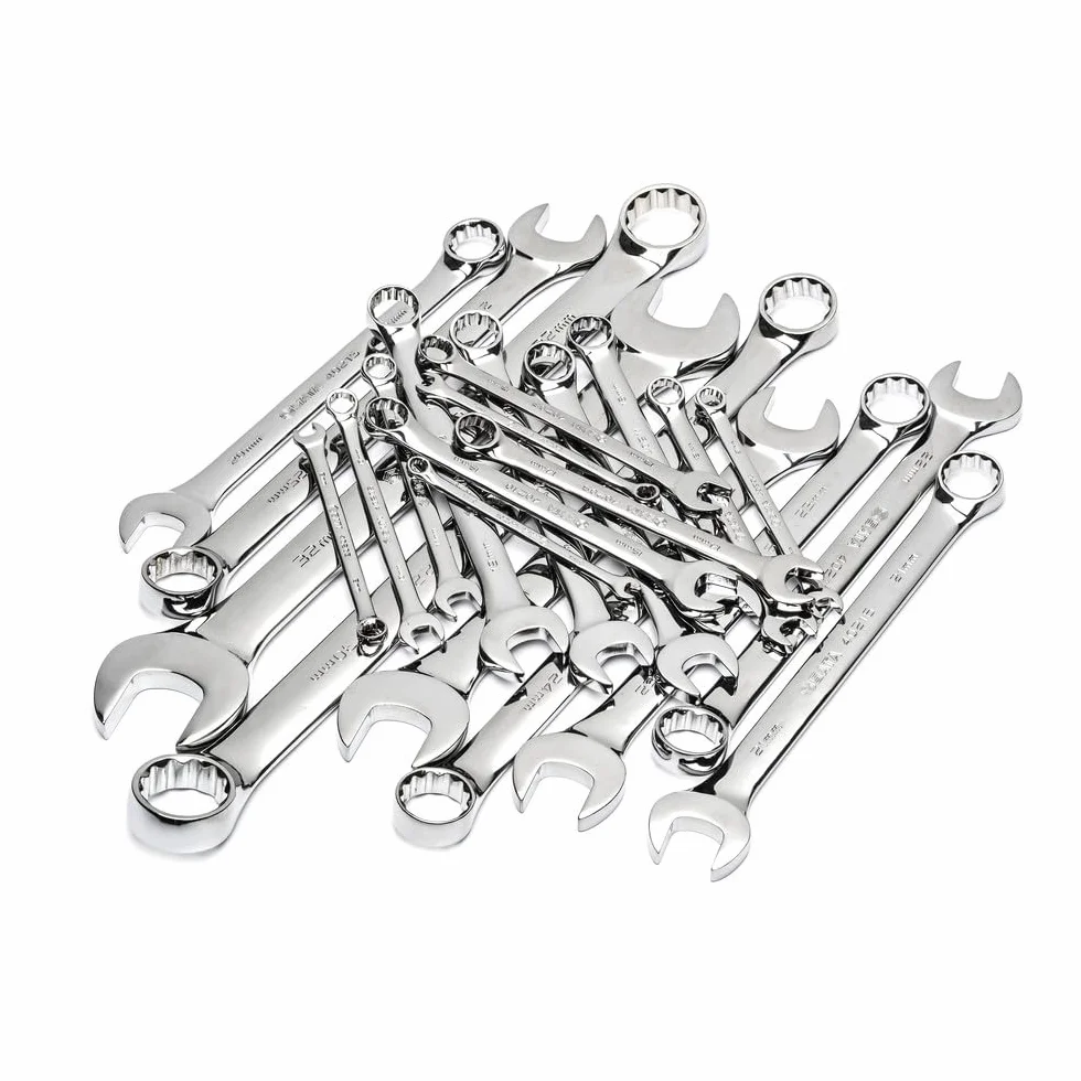 SATA ST09027SJ 23-częściowy metryczny zestaw kluczy płasko-oczkowych, polerowany, 6 mm - 32 mm, z przesuniętymi końcówkami i trwałą rolką narzędzi