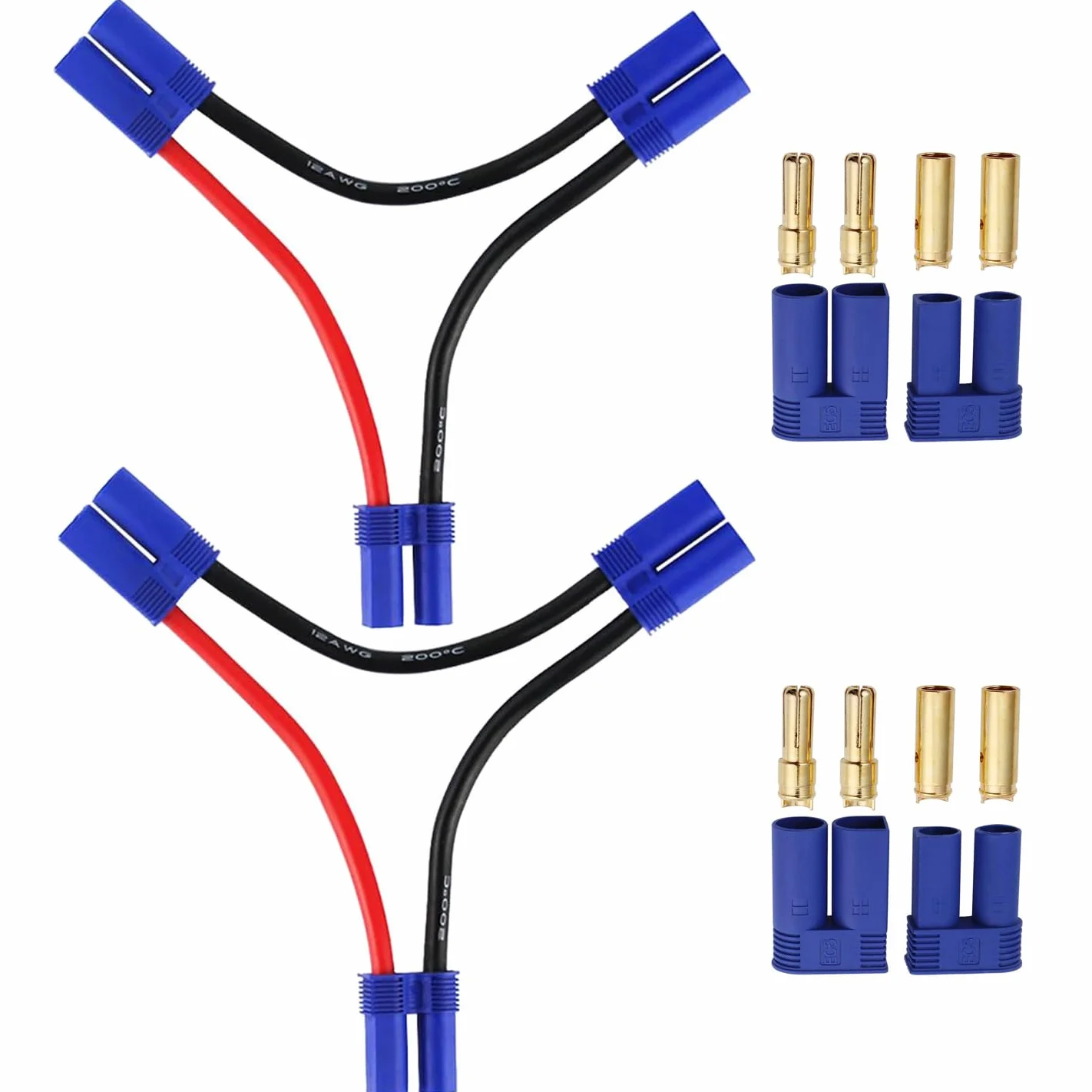 2 sztuki EC5 Serial Series przyłącze baterii adapter 10 cm 12AWG kabel silikonowy + 4 pary EC5 męskie żeńskie wtyczki