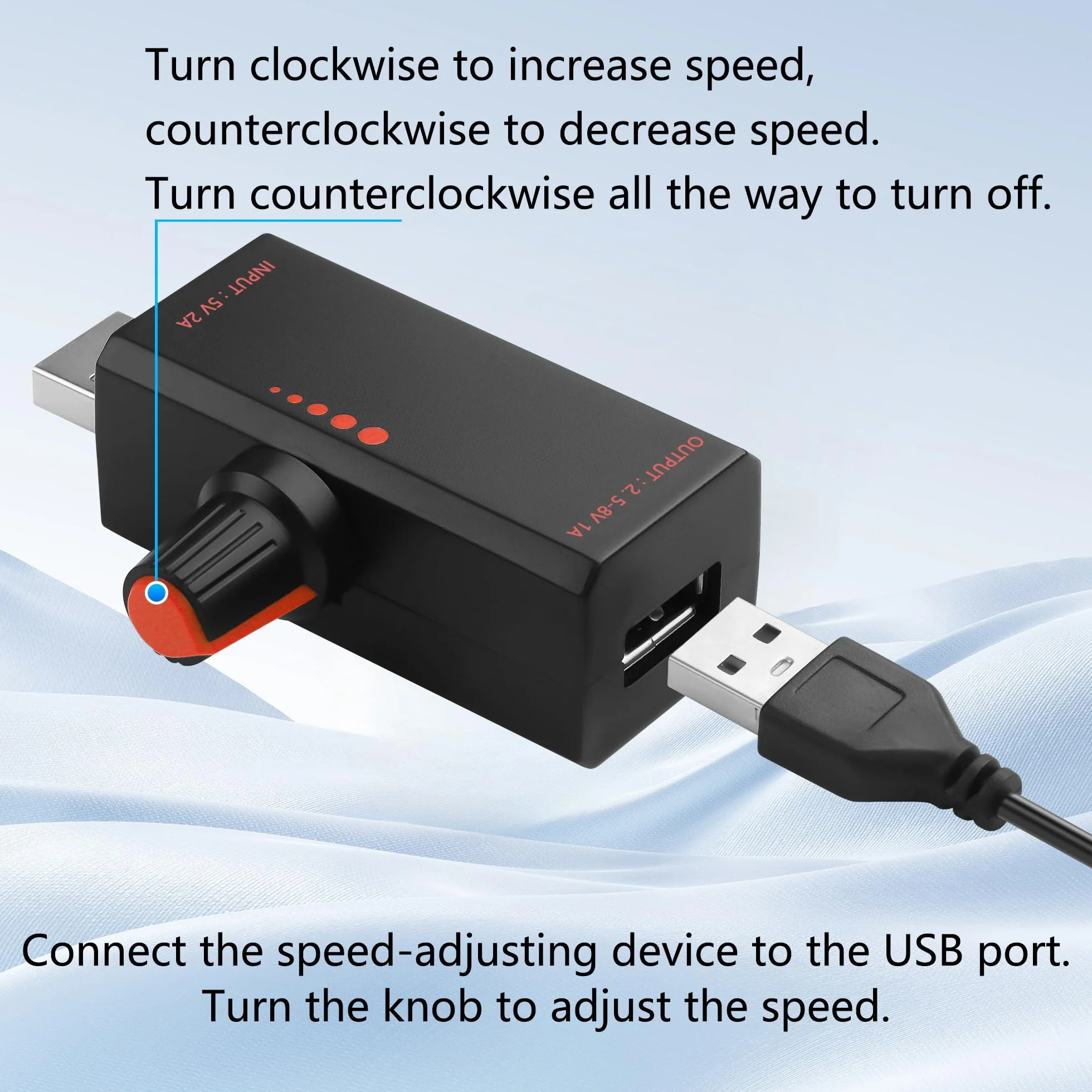 CERRXIAN Kontroler prędkości wentylatora USB 5V 2A regulowany przycisk podwójny port wejściowy USB A + typ C wyjście typ A 5W
