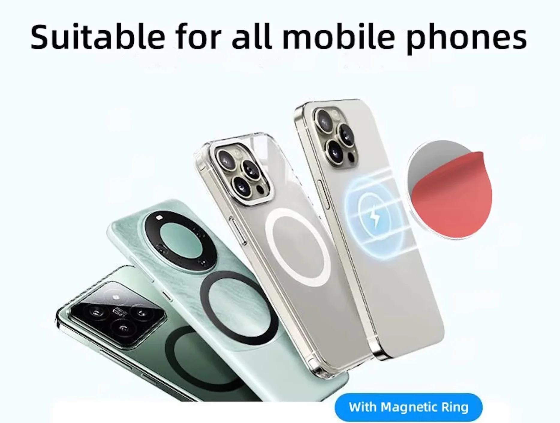 NEO+ Magnetyczny uchwyt ścienny z magnesem N52, mocny uchwyt 900 g, kompatybilny z iPhone 17-12, kompatybilny z MagSafe i innymi telefonami, uniwersalny uchwyt na telefon komórkowy z pierścieniem