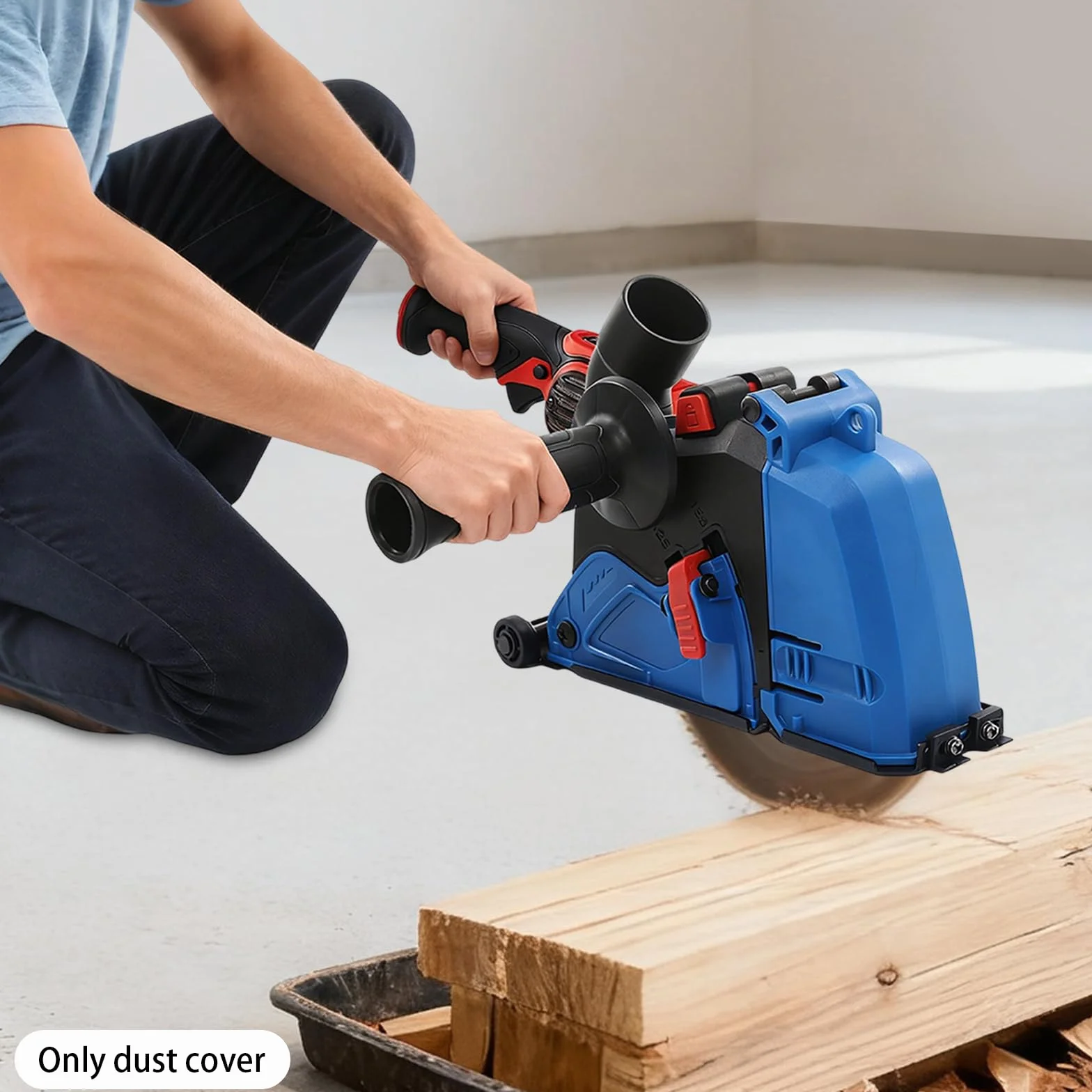 Okap ssący, szlifierka kątowa 125/150 mm, okap ssący z adapterem 360° i regulacją głębokości cięcia (do 42 mm), uniwersalna do szlifierek 5" i 6" z przyłączem do odkurzacza