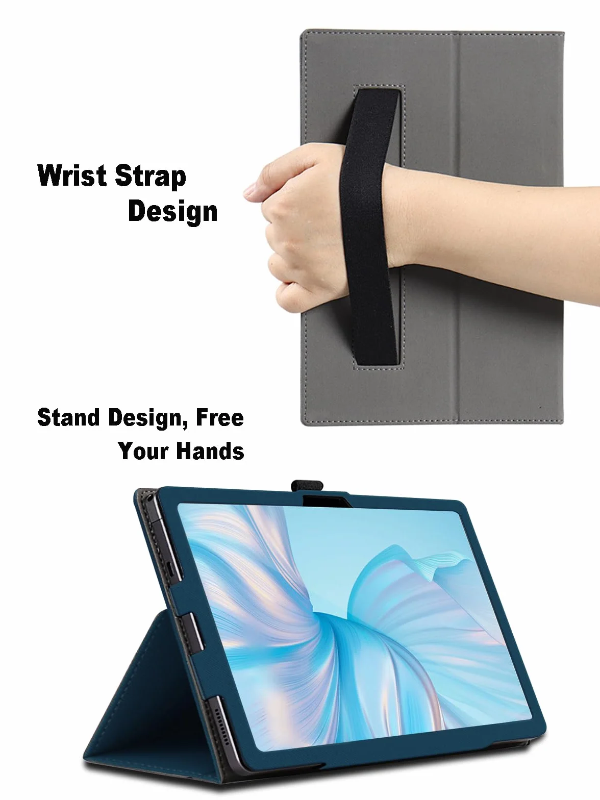 Pokrowiec na tablet Blackview Tab 80 10 cali, Blackview Tab 80 Tablet Case, składany stojak ochronny z uchwytem na ołówek i paskiem na rękę, pełna ochrona. (niebieski)