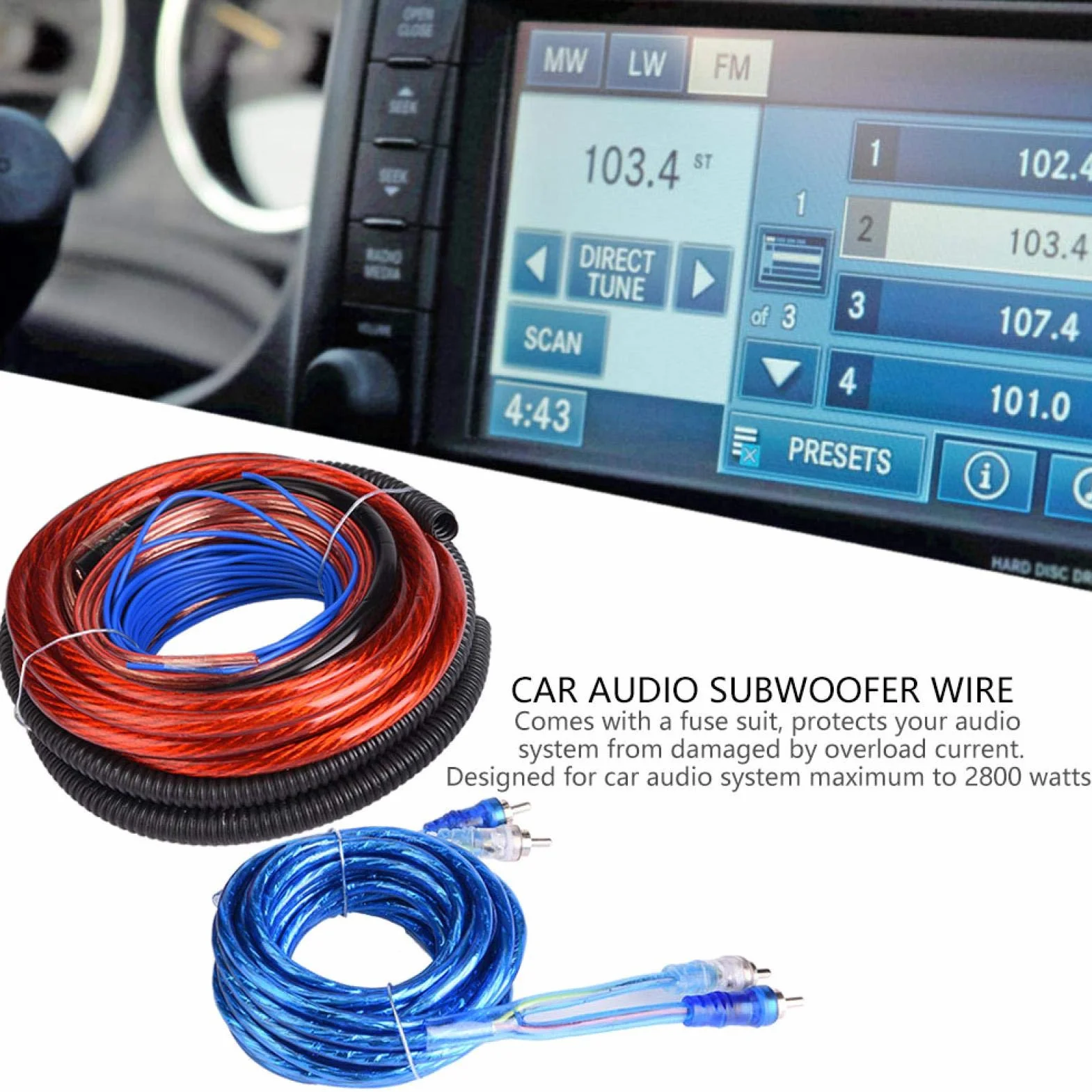 4 Guage 2800W Przewód Wzmacniacz Instalacyjny Zestaw Okablowania Samochodowy Sprzęt Do Audio Subwoofer Kombi Kabli Bezpiecznikowy