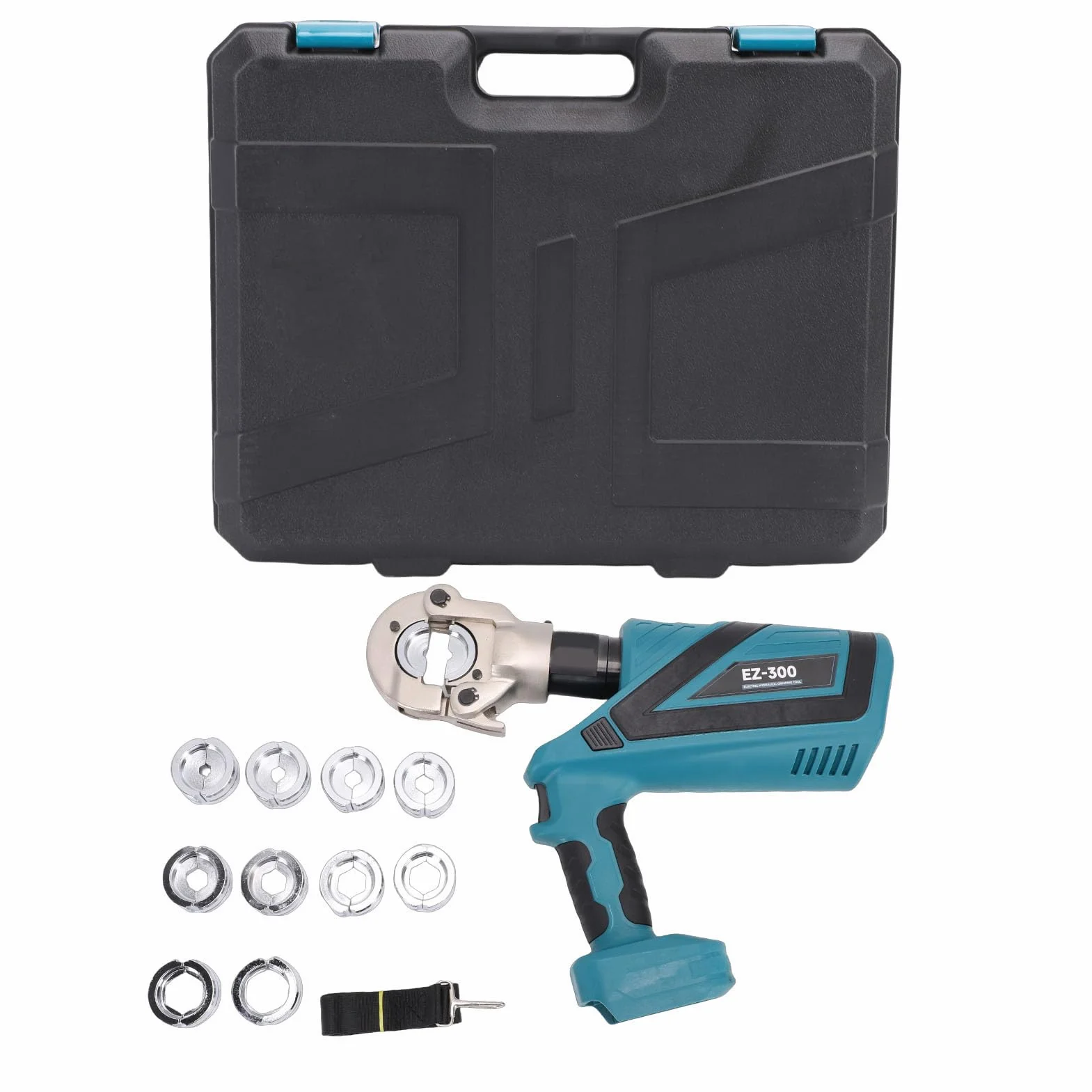 Sonew Zestaw Elektrycznych Narzędzi do Zaciskania Hydraulicznego TONGFANG 60KN, Akumulatorowa Hydrauliczna Zaciskarka do Końcówek Kablowych z 10 Matrycami Kabli Miedzianych i Aluminiowych 16–300 mm²,