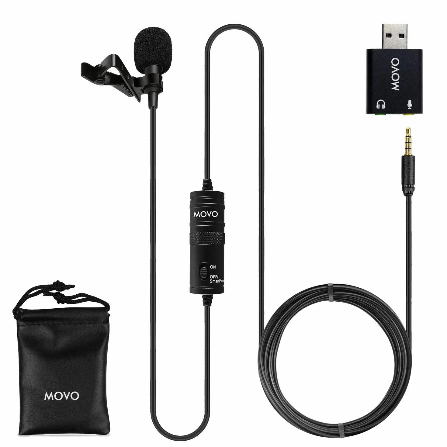 Movo Lavalier USB Mikrofon do Komputera 6m