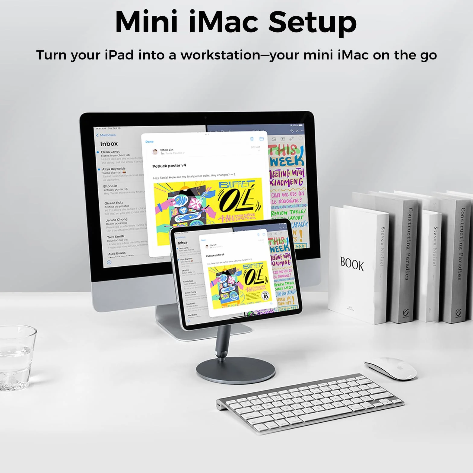 BENKS Magnetyczny stojak na iPad Pro 11" (M5 2025/M4 2024), regulowany obrotowy 360°, składany aluminiowy uchwyt biurkowy