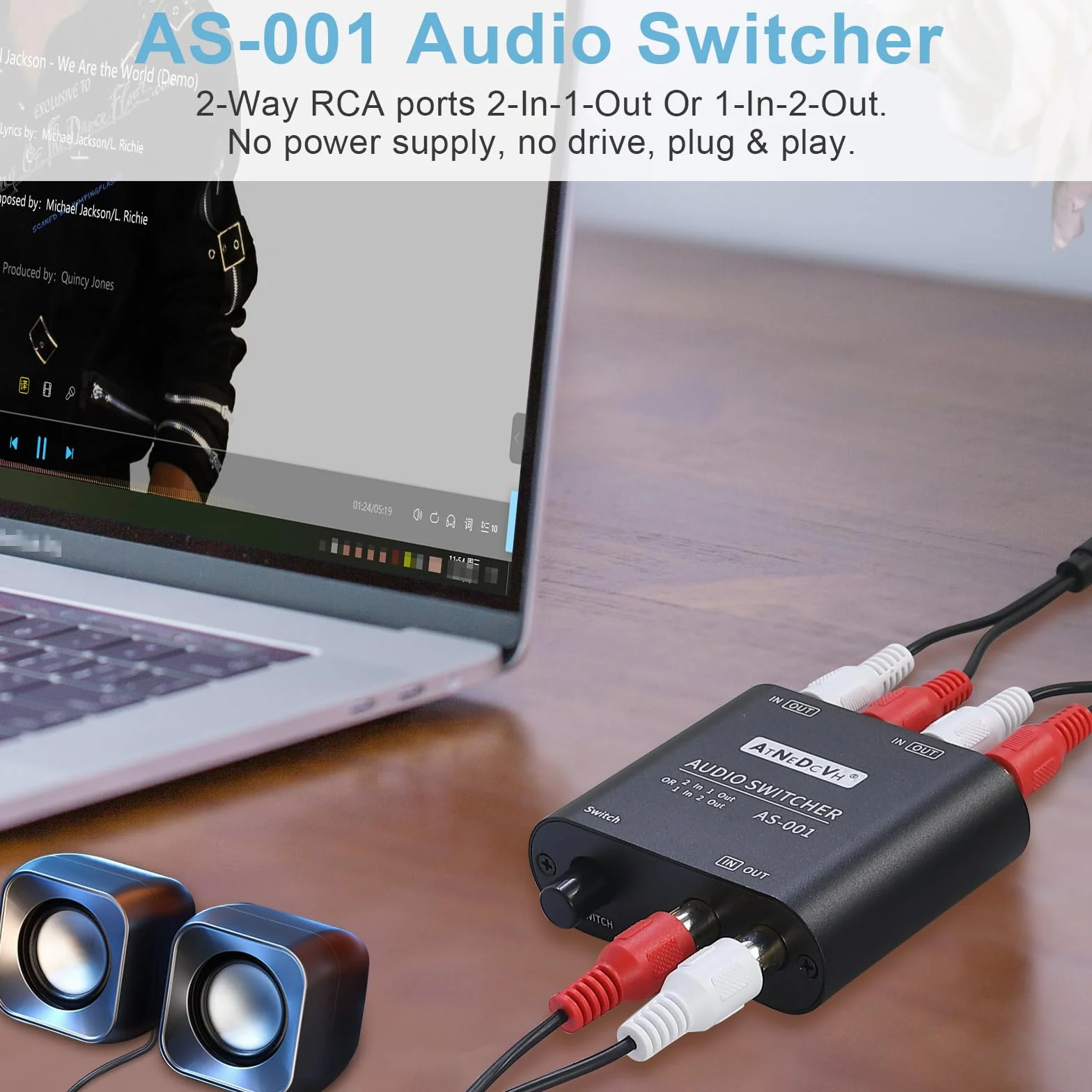 Dwukierunkowy przełącznik audio RCA 3,5 mm 2-drożny stereofoniczny L/R