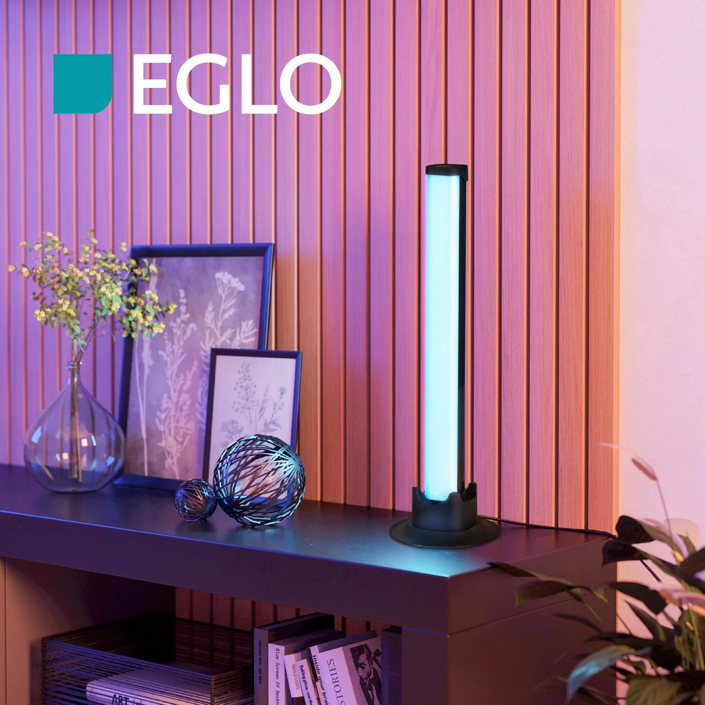 EGLO 2 szt. LED lampki do pokoju gamingowego, kolorowe lampki stołowe z efektami świetlnymi, dekoracja na imprezę, lampka sterowana muzyką, pilot, USB, ciepłe białe i RGB, czarne