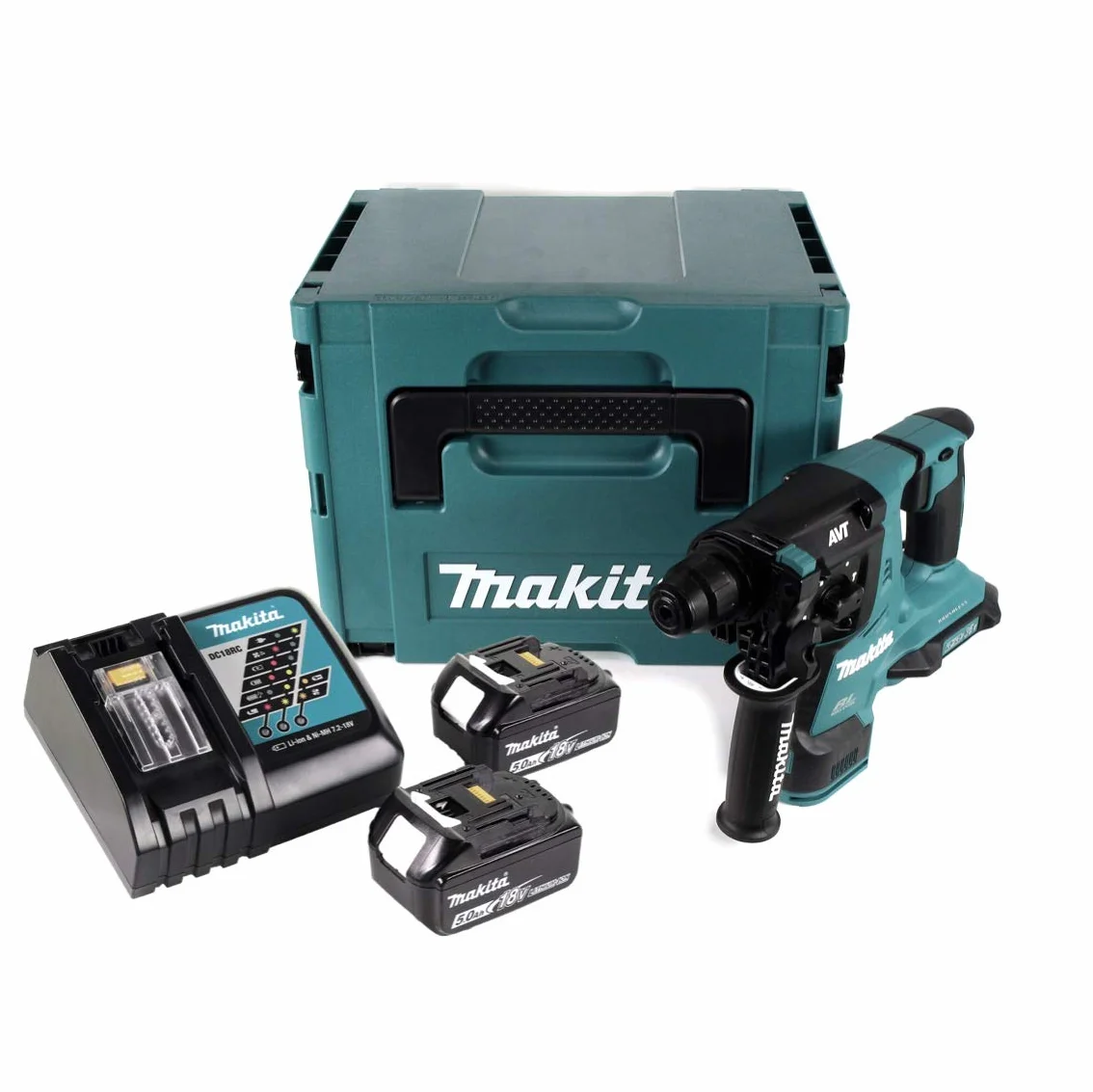 Makita DHR280RTJ młot udarowo-obrotowy SDS-PLUS 2 x 18 V / 2 x akumulator 5,0 Ah + ładowarka w walizce Makpac
