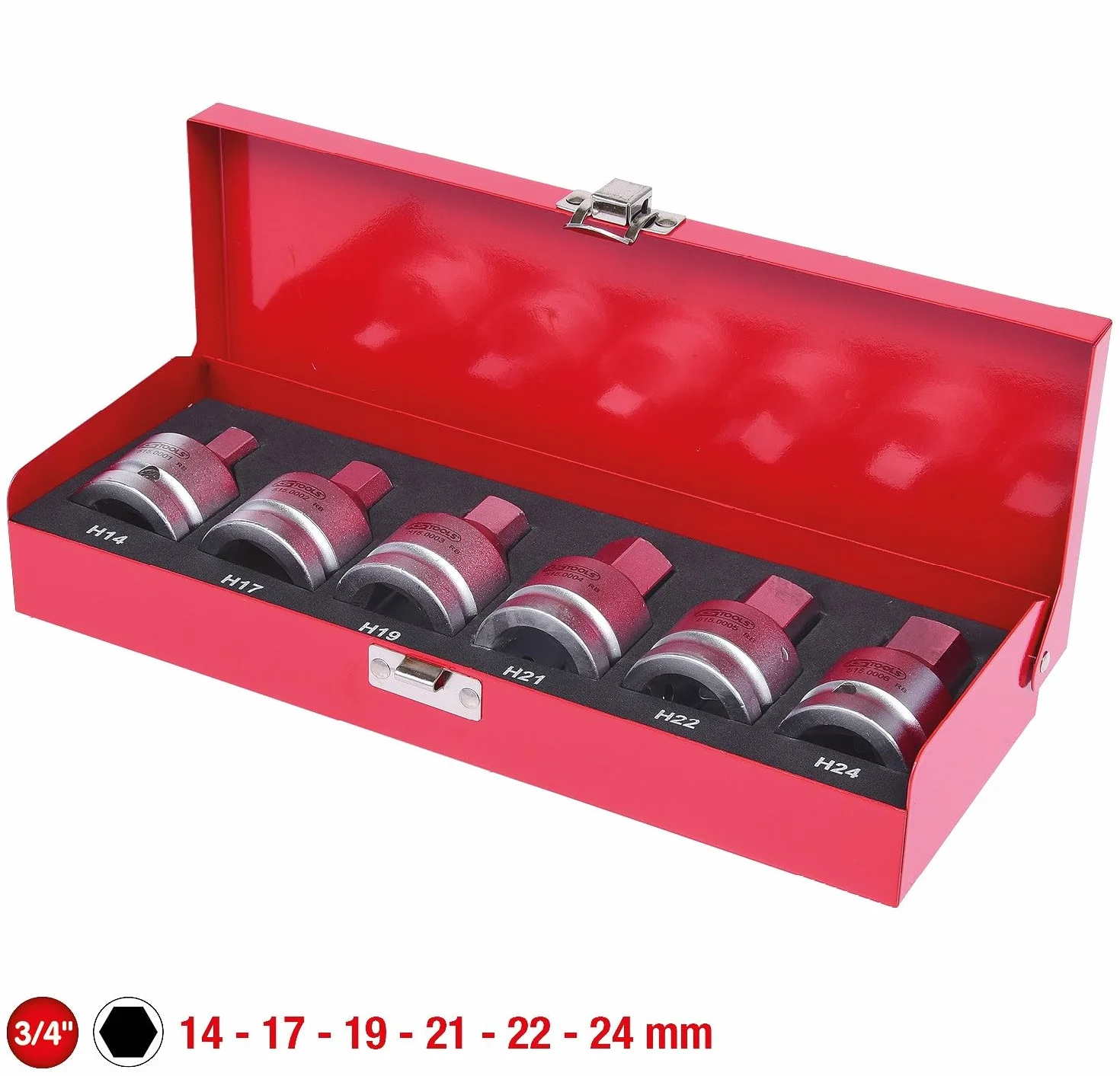 KS Tools 515.0000 3/4"Zestaw silowych gniazd bitów 6-szt, 14-24mm