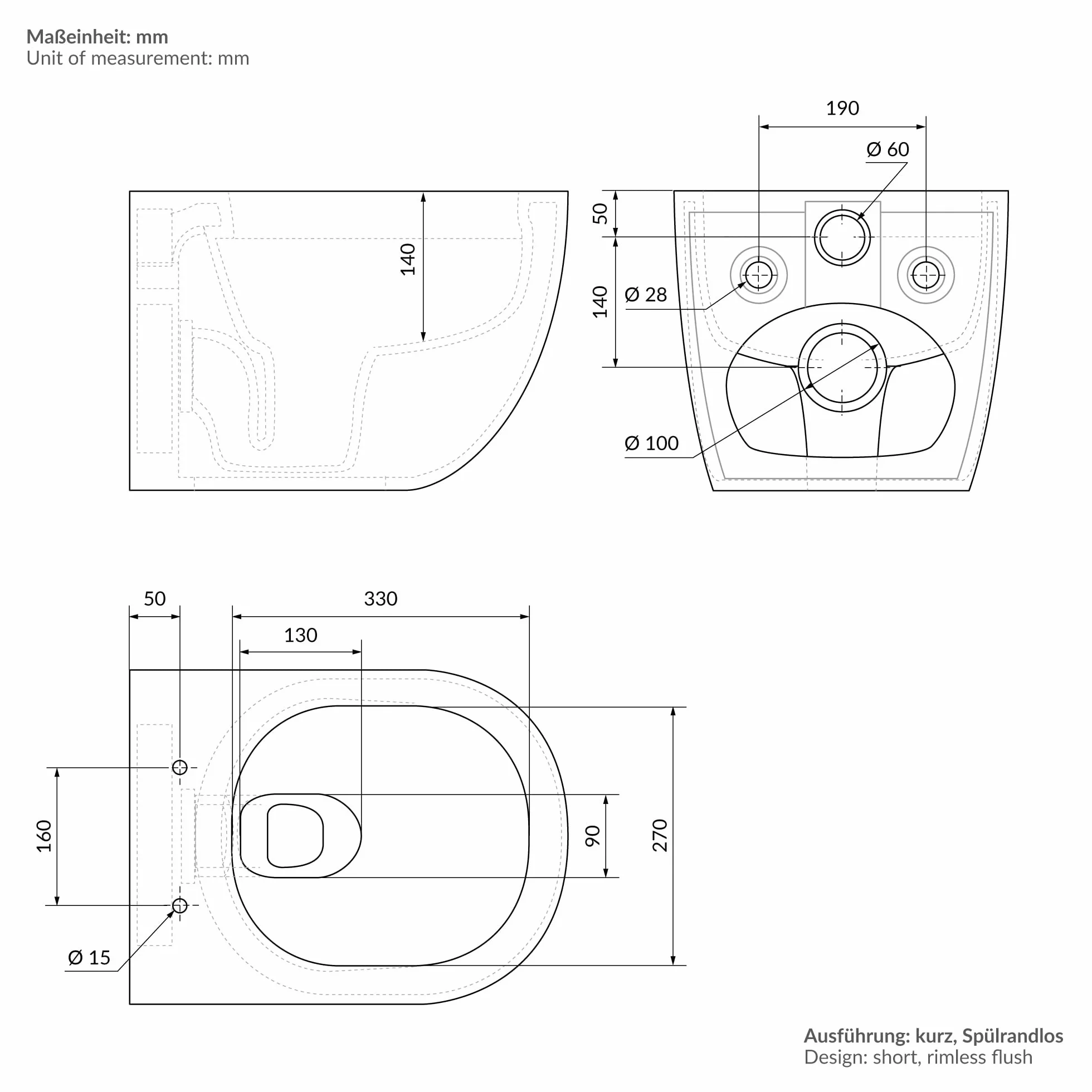 ECD Germany Rimless Toaleta wiszaca kompaktowa 49cm z powloka nano w odcieniu blyszczacej bieli ceramiczna miska z powloka antybakteryjna zdejmowana deska duroplastu z funkcja samoczynnego opuszczania