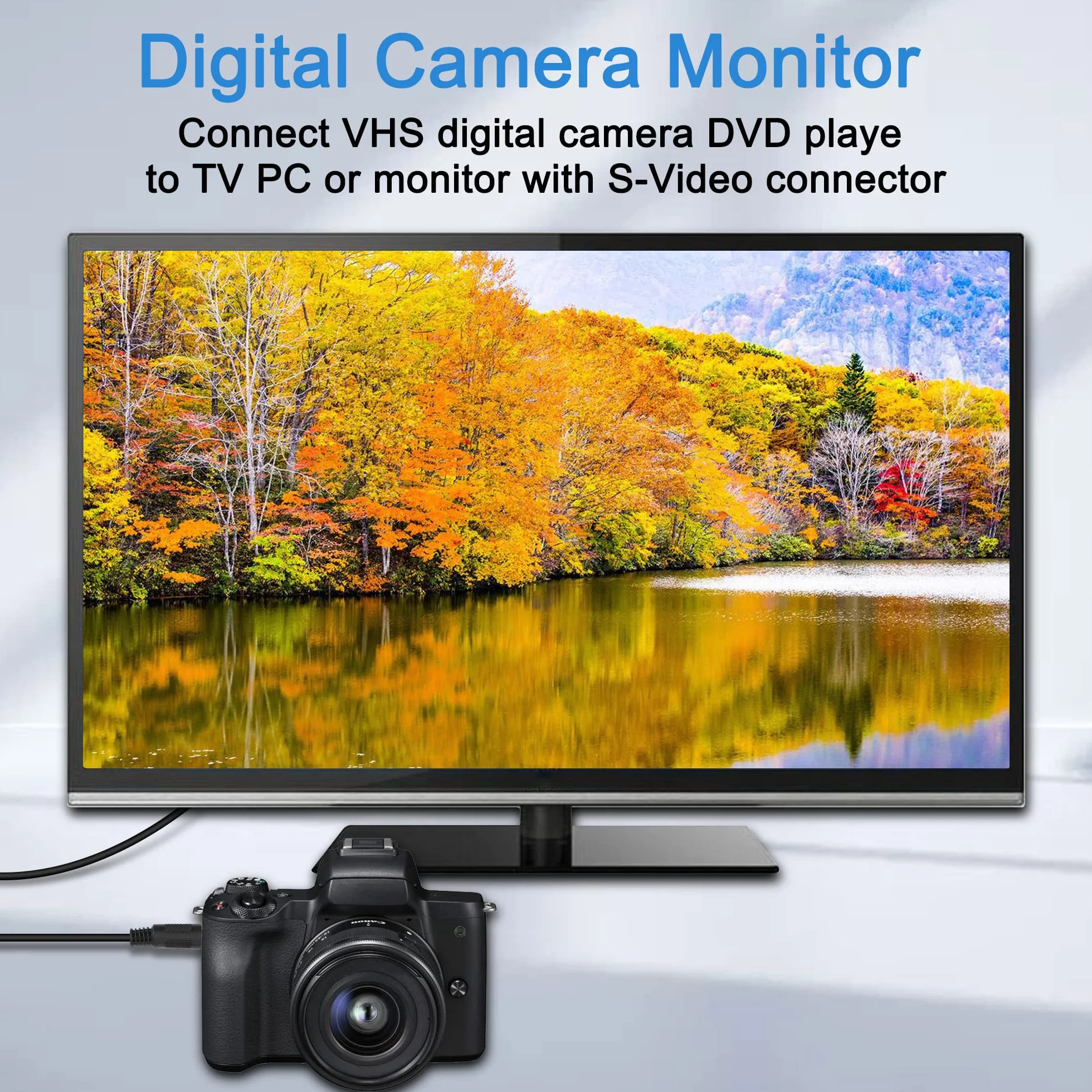XMSJSIY Kabel S-Video, Mini-Din 4-pinowy SVideo (SVHS) męski na męski, pozłacany przedłużacz przedłużacz kabla do telewizora/HDTV/DVD/VCR/kamery (1 m)