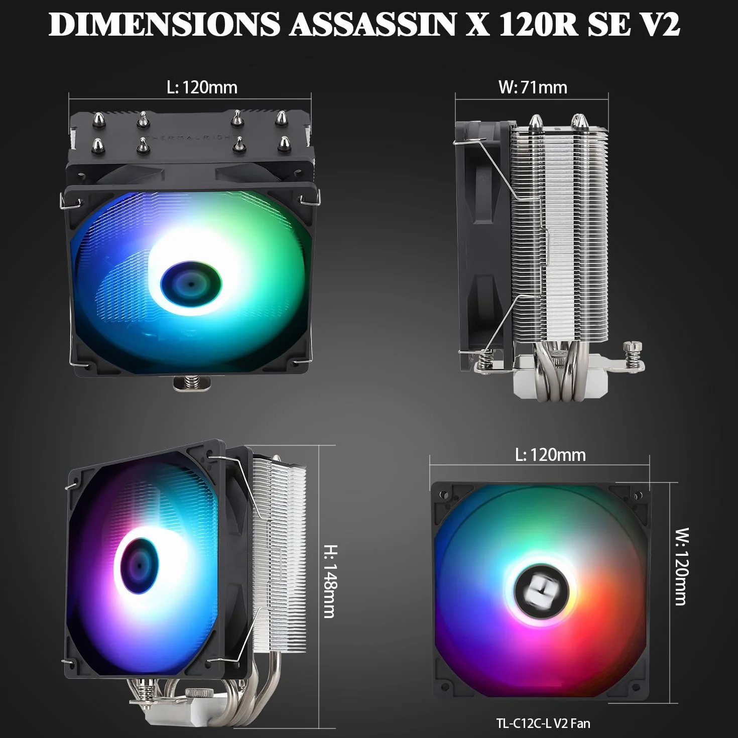 Thermalright Assassin X 120R SE V2 CPU chłodnica powietrza, 4 rury grzewcze, TL-C12C-L V2 PWM, S-FDB, AMD AM4 AM5/Intel LGA 1700/1150/1151/1200