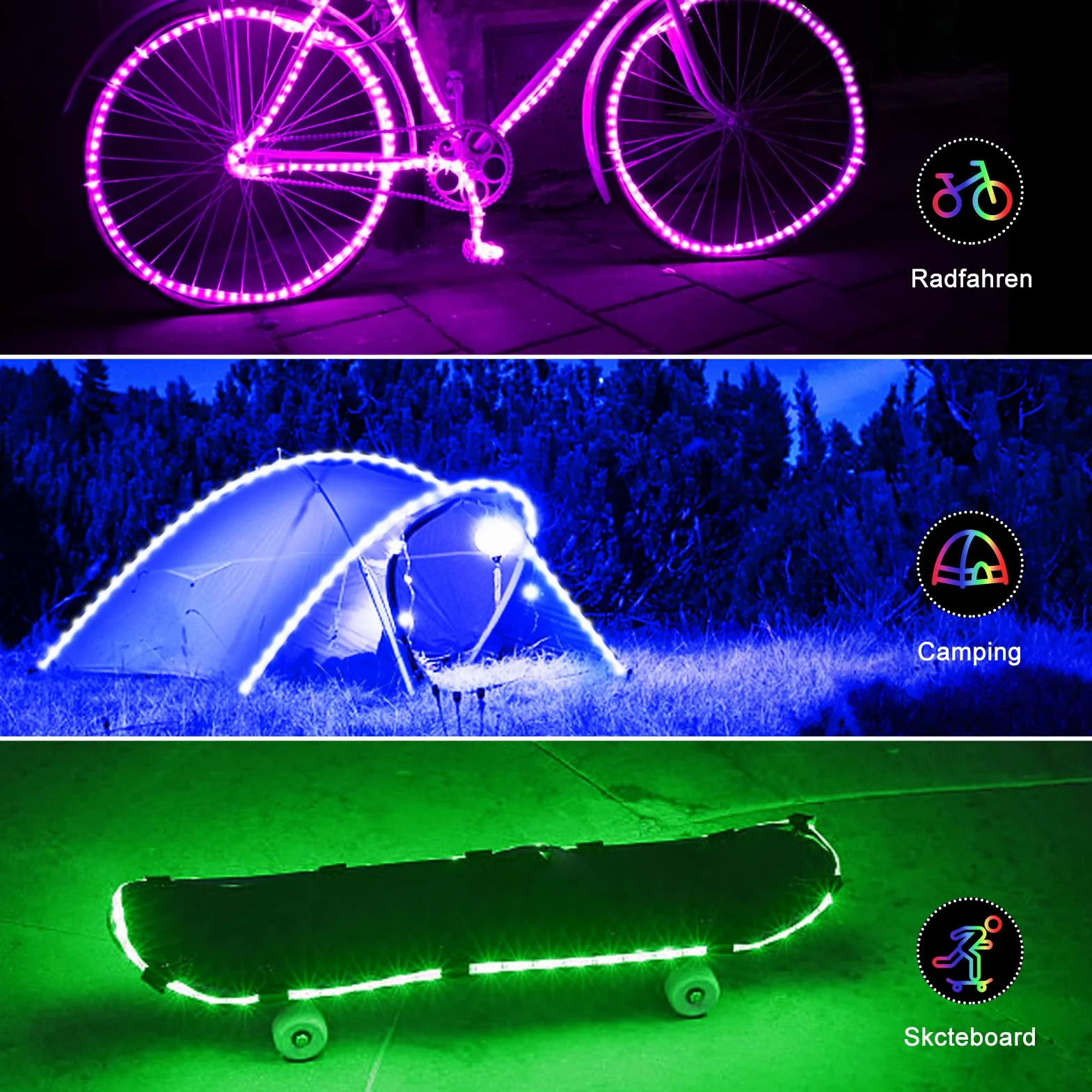 Taśma LED zasilana bateriami, 2 m, 60 diod LED RGB 5050, podświetlenie tła TV z pilotem zdalnego sterowania na podczerwień, wodoszczelne zewnętrzne listwy świetlne do sypialni w domu