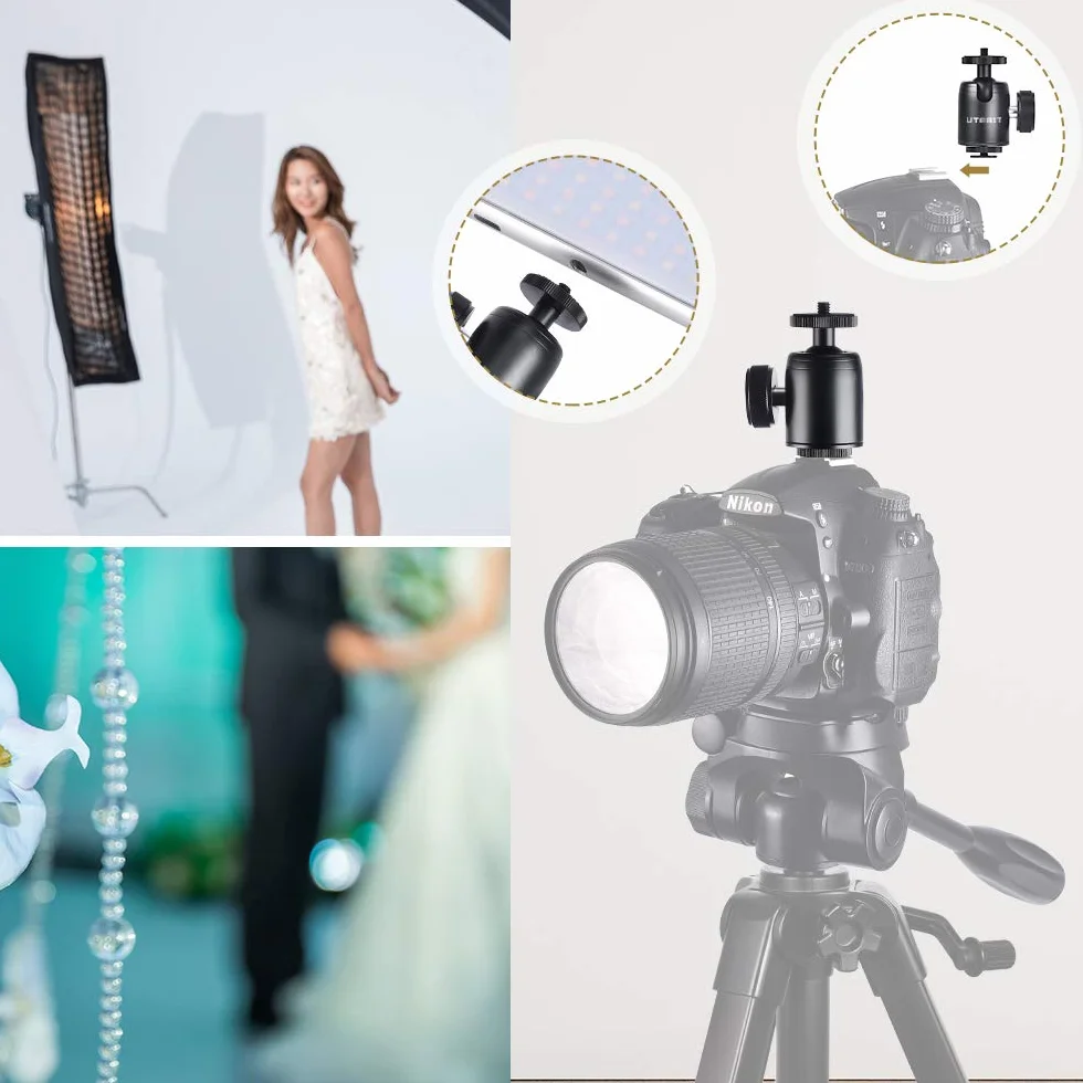 UTEBIT Głowica kulowa aparatu, obrotowe mocowanie głowicy kulowej statywu 360°, mini głowica kulowa statywu ze stopu aluminium 24 mm, maksymalne obciążenie 5 kg/11 funtów, ze zdejmowaną stopką